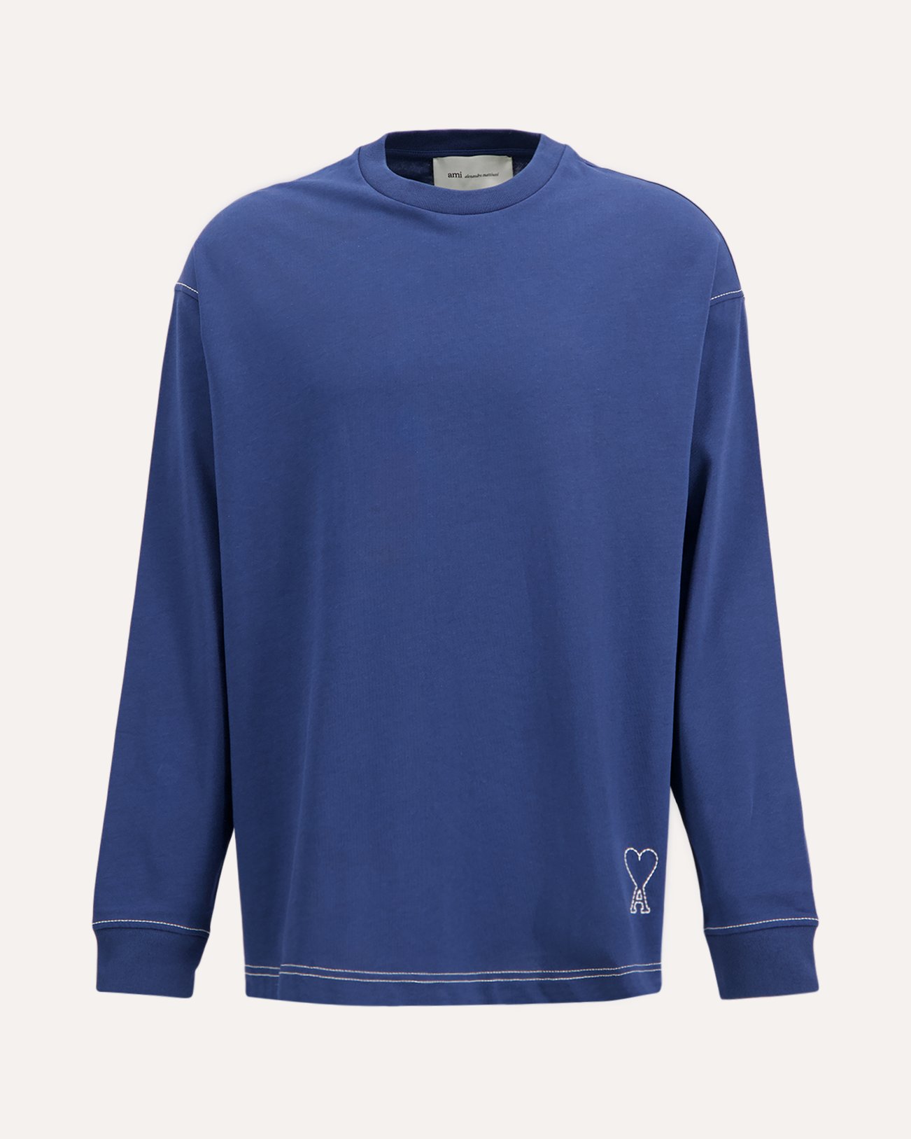 AMI Paris Teeshirt Manches Longues Oversize Avec Ami De Coeur Surpique DONKERBLAUW 1