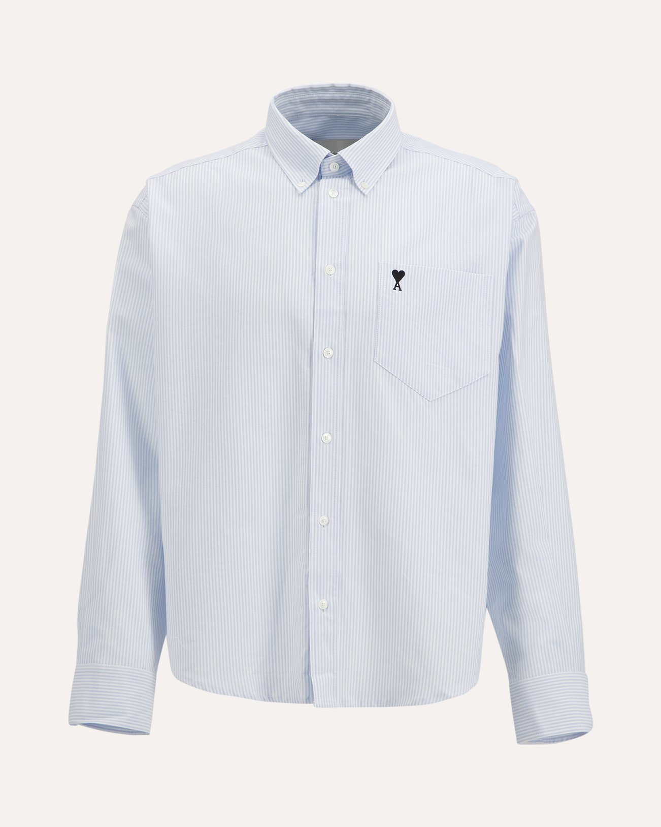 AMI Paris Boxy Fit Shirt Button Down Collar And Embroidered Ami De Coeur LICHTBLAUW 1