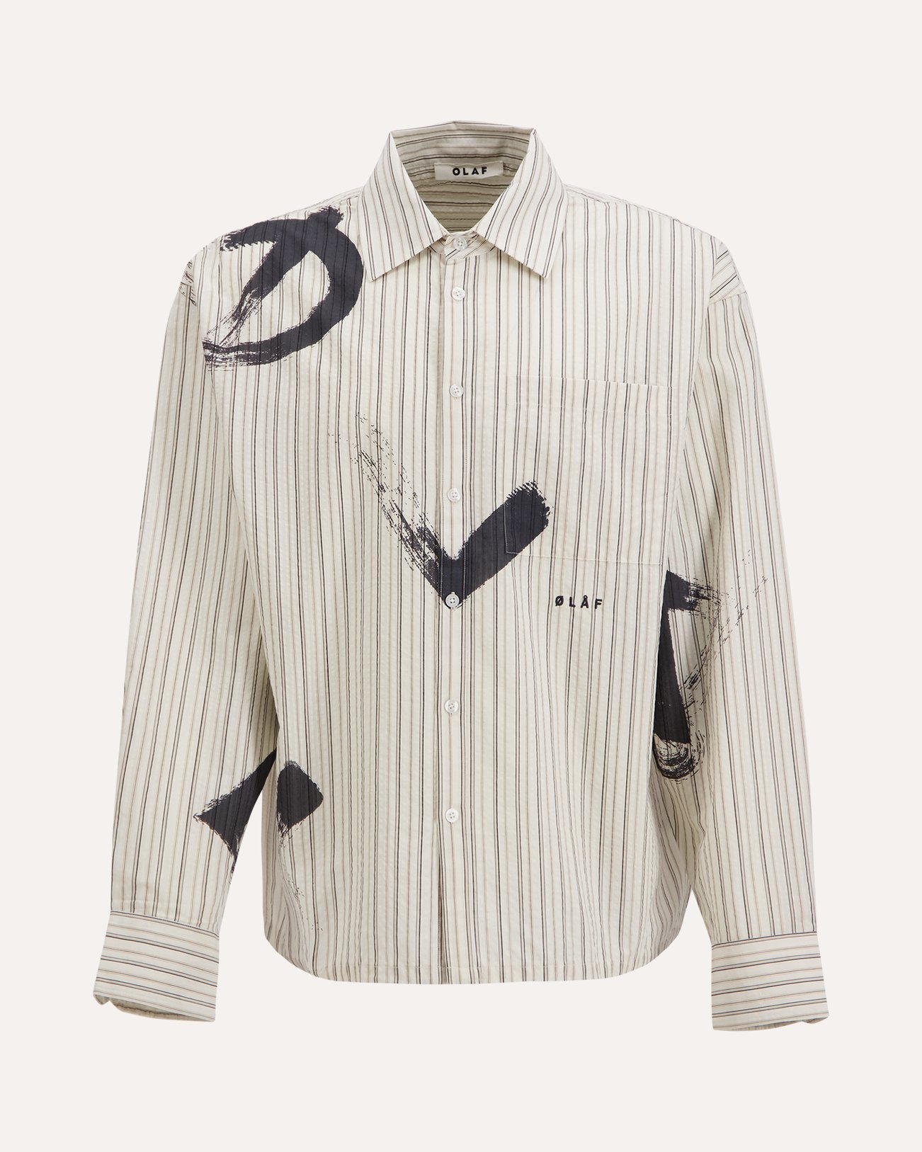 OLAF Brushstroke Logo Stripe Ls Shirt BEIGE 1