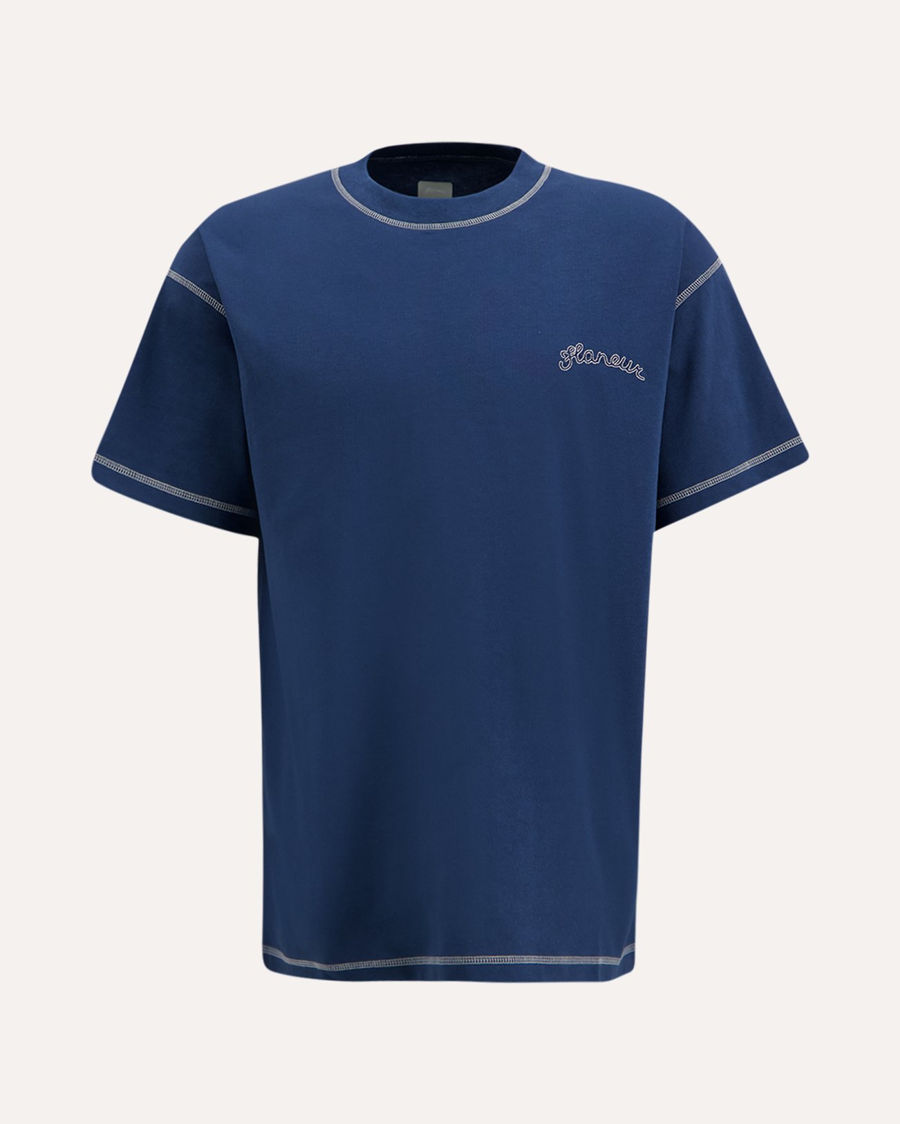 Flaneur Signature Outline T-Shirt DONKERBLAUW 1