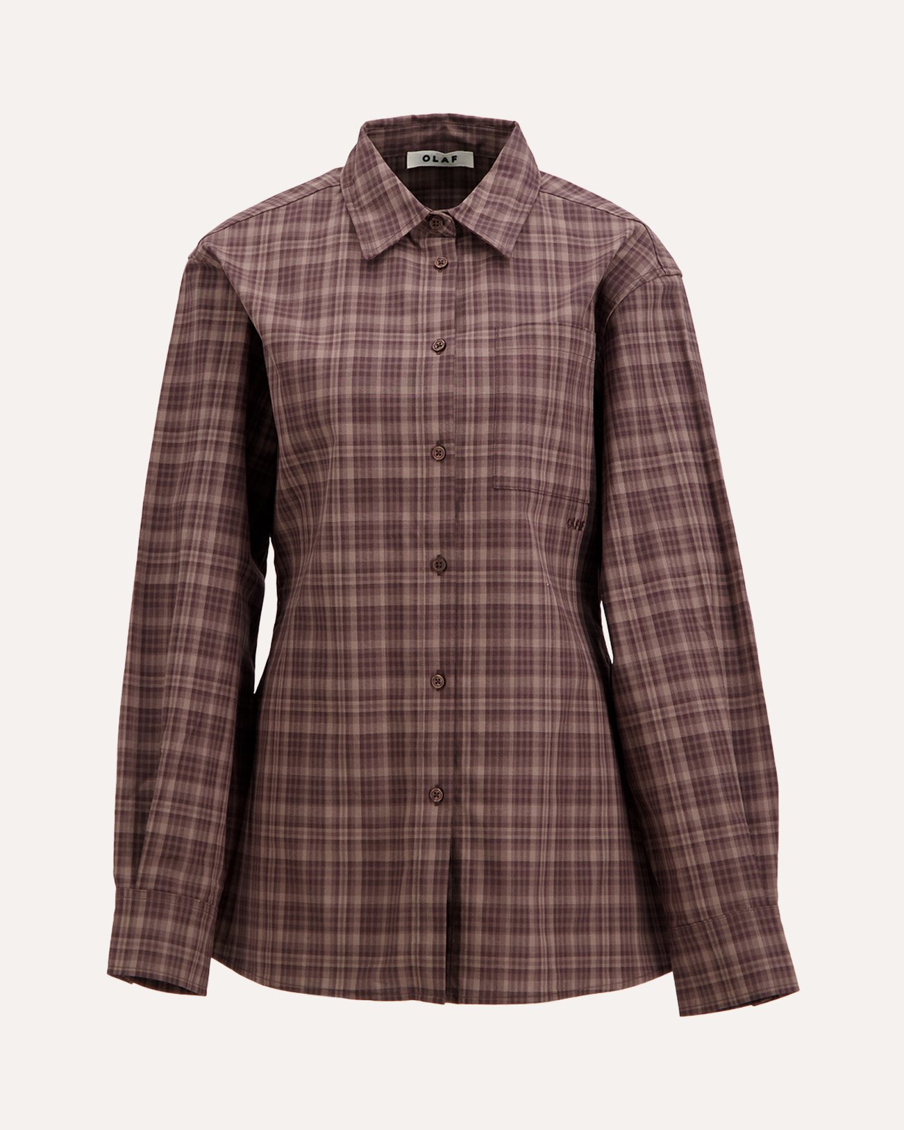 OLAF Checked Fitted Shirt DONKERBRUIN 1