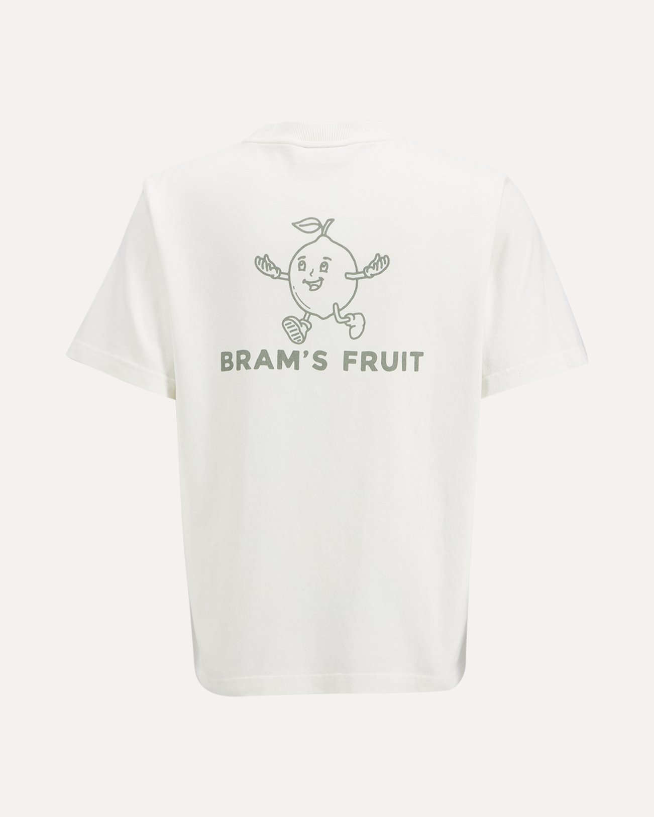 Brams Fruit Distressed Big Lemon Outline T-shirt WIT 1