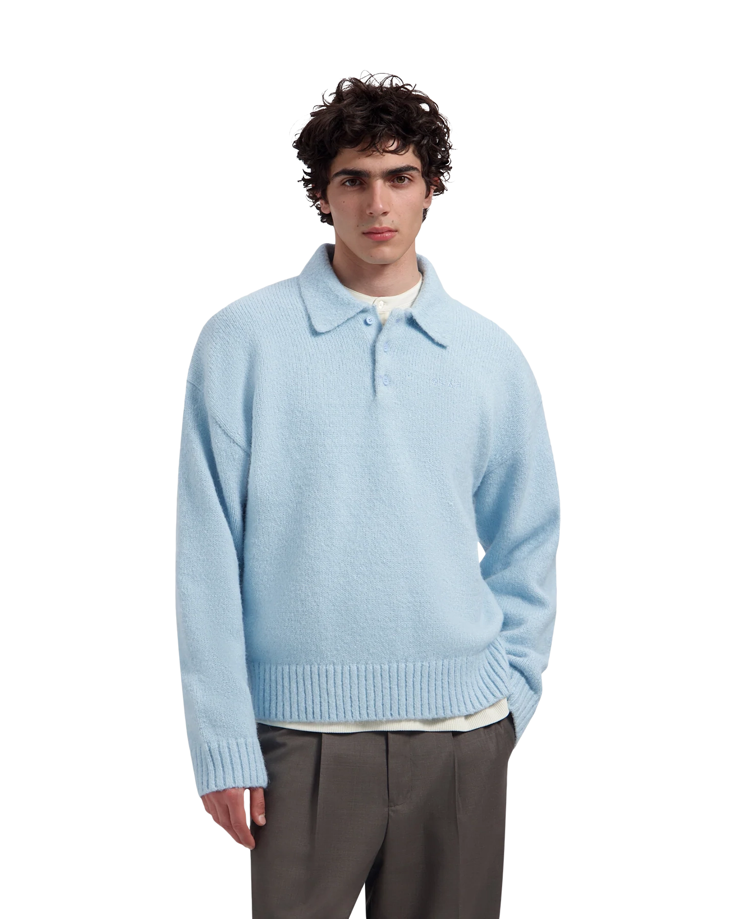 OLAF Oversized Knitted Polo BLAUW 3