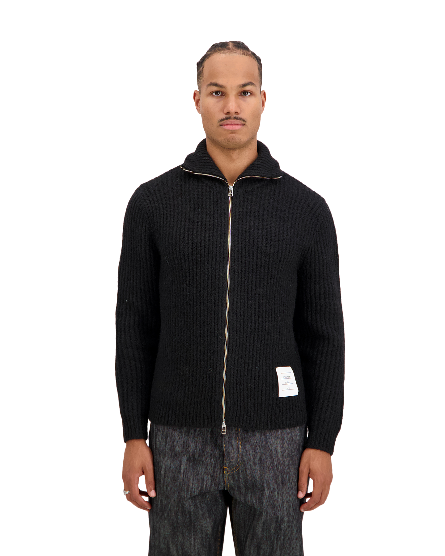 POP Trading Company Knitted Full Zip ZWART 3