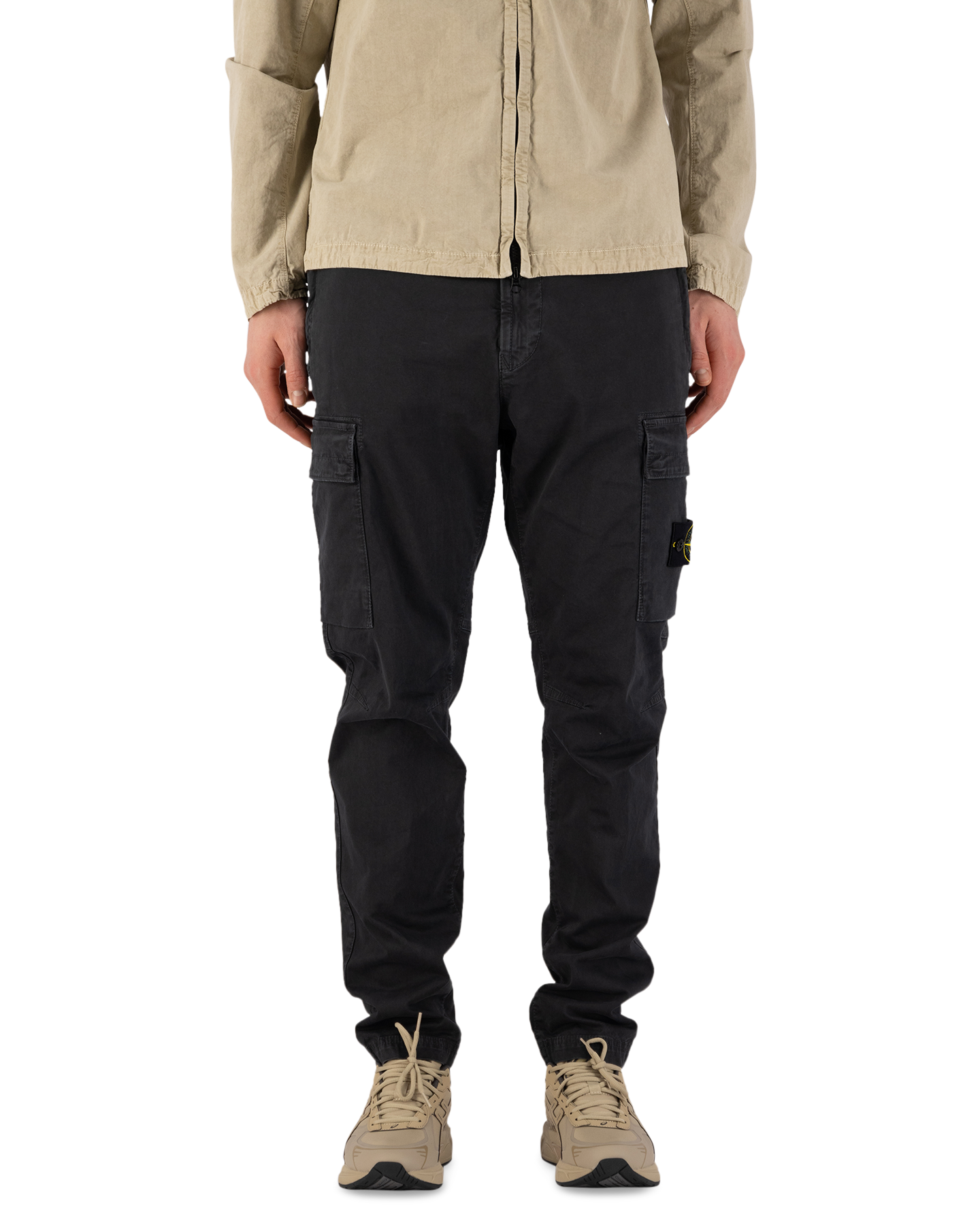 Stone Island 30404 Organic Cotton Stretch Broken Twill Garment Dyed 'Old' Effect Regular Tapered Cargo Pants DONKERGRIJS 4