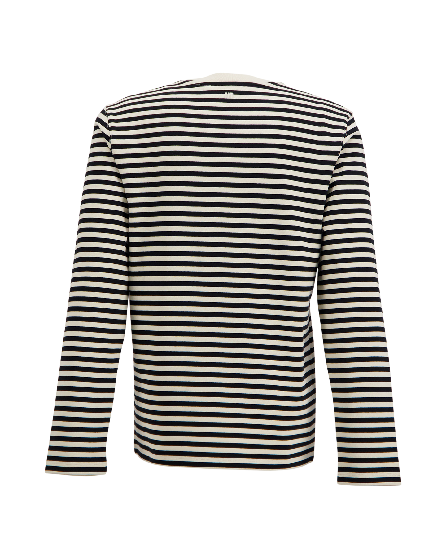 AMI Paris Long Sleeves Striped Tshirt With Black Ami De Coeur Embroidery ZWART 2