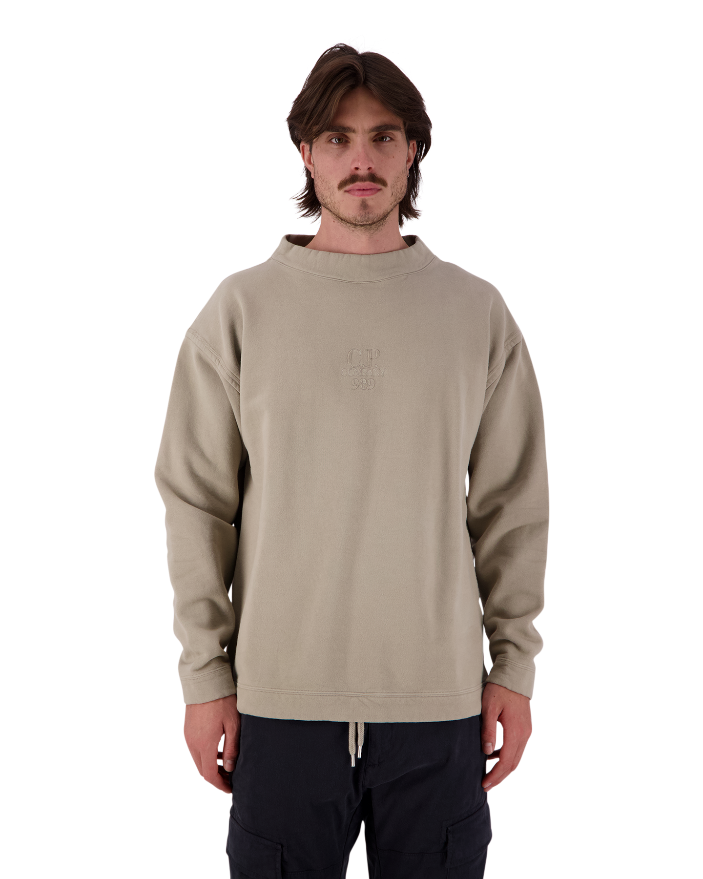 C.P. Company Diagonal Fleece Boxy Funnel Neck Sweatshirt BEIGE 4