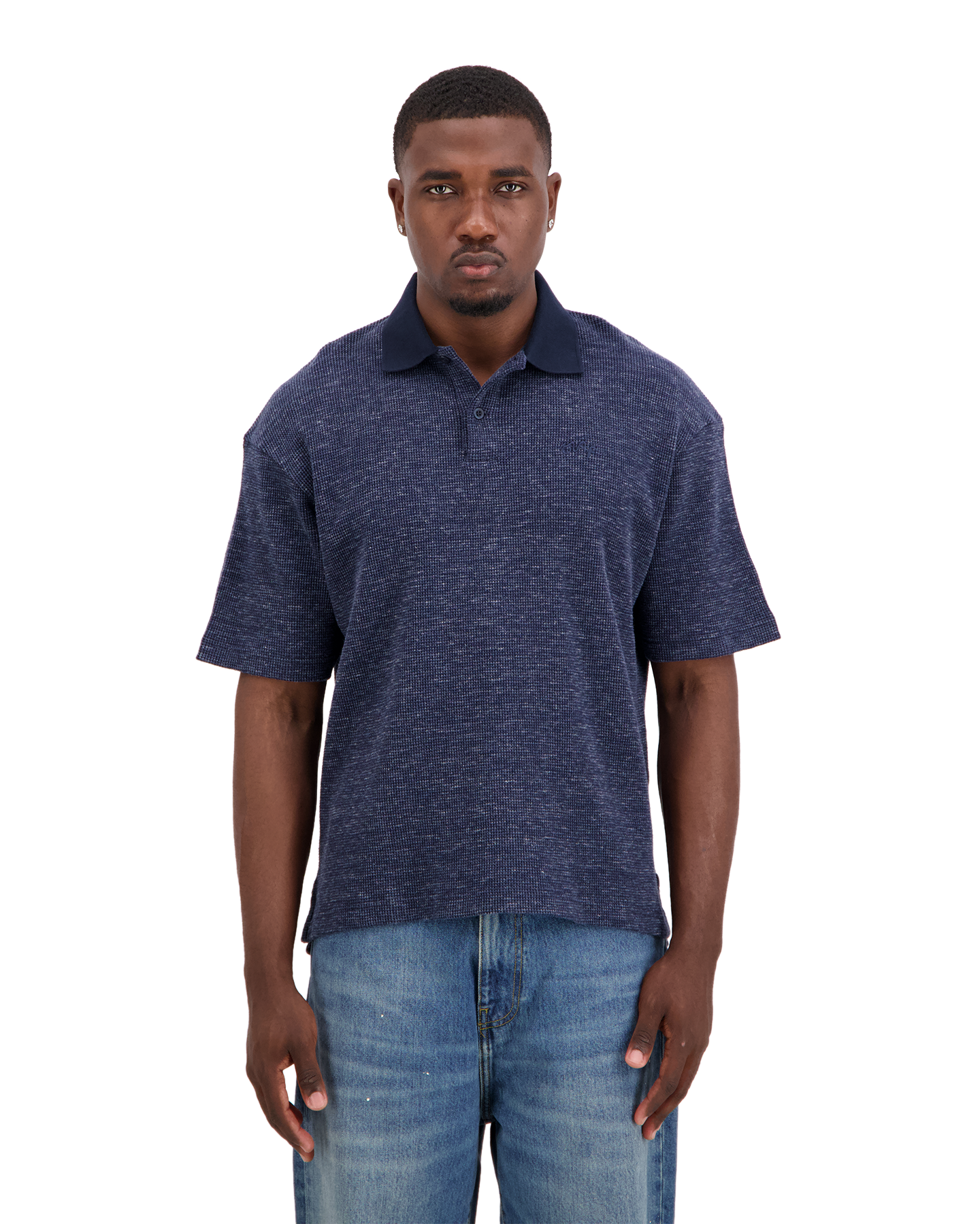 OLAF Signature Texture Polo DONKERBLAUW 3