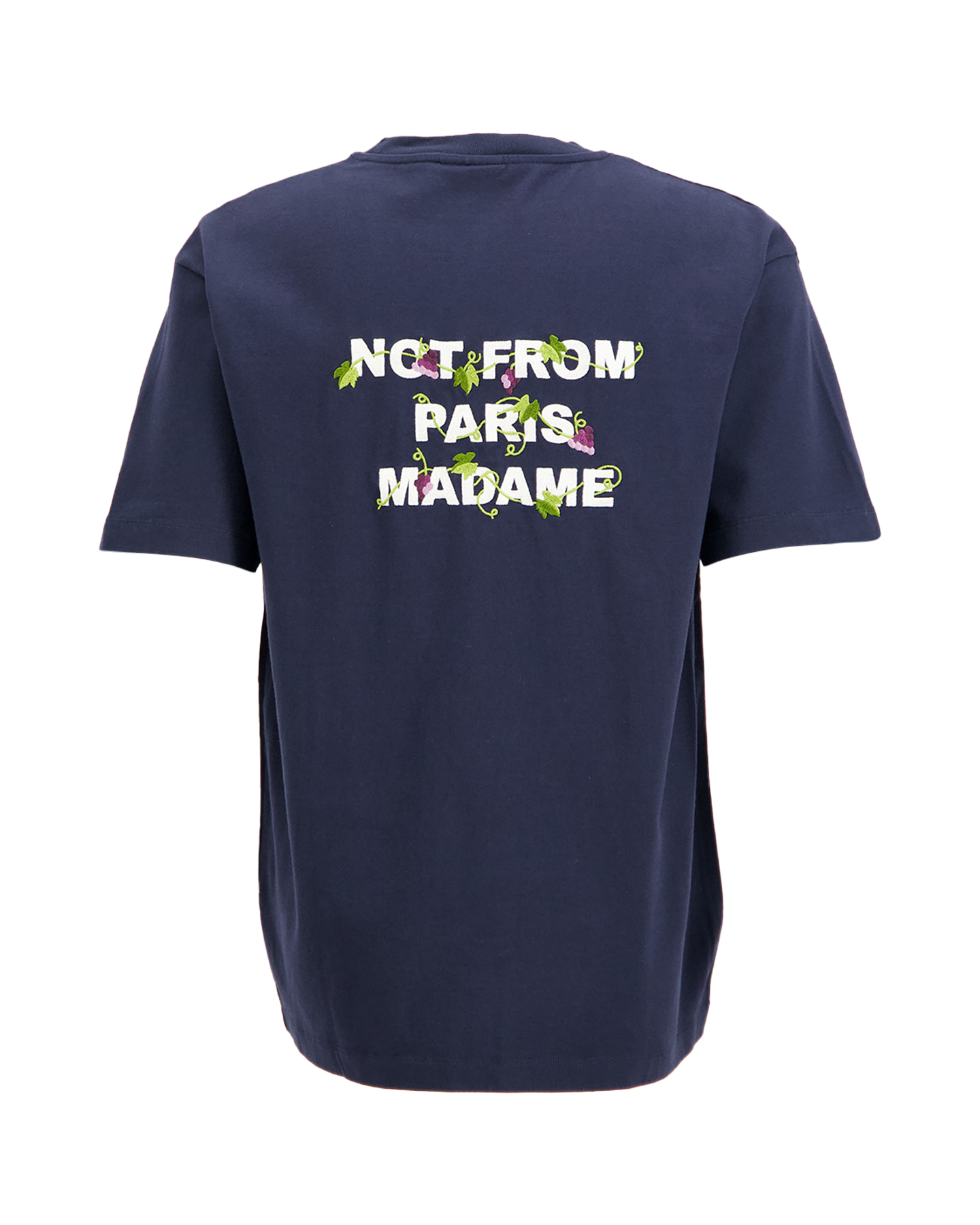 Drole de Monsieur Vine Embroidered Slogan T-shirt DONKERBLAUW 1