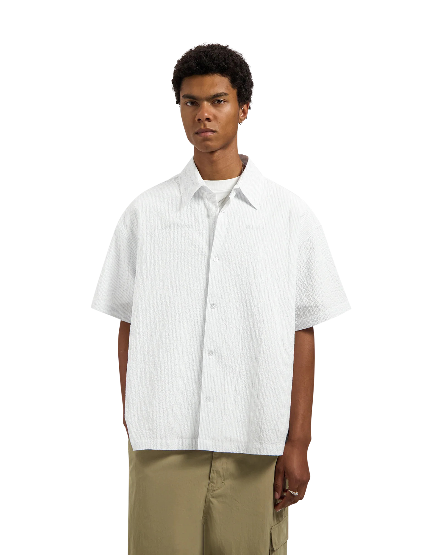 OLAF Stripe Boxy Ss Shirt WIT 3