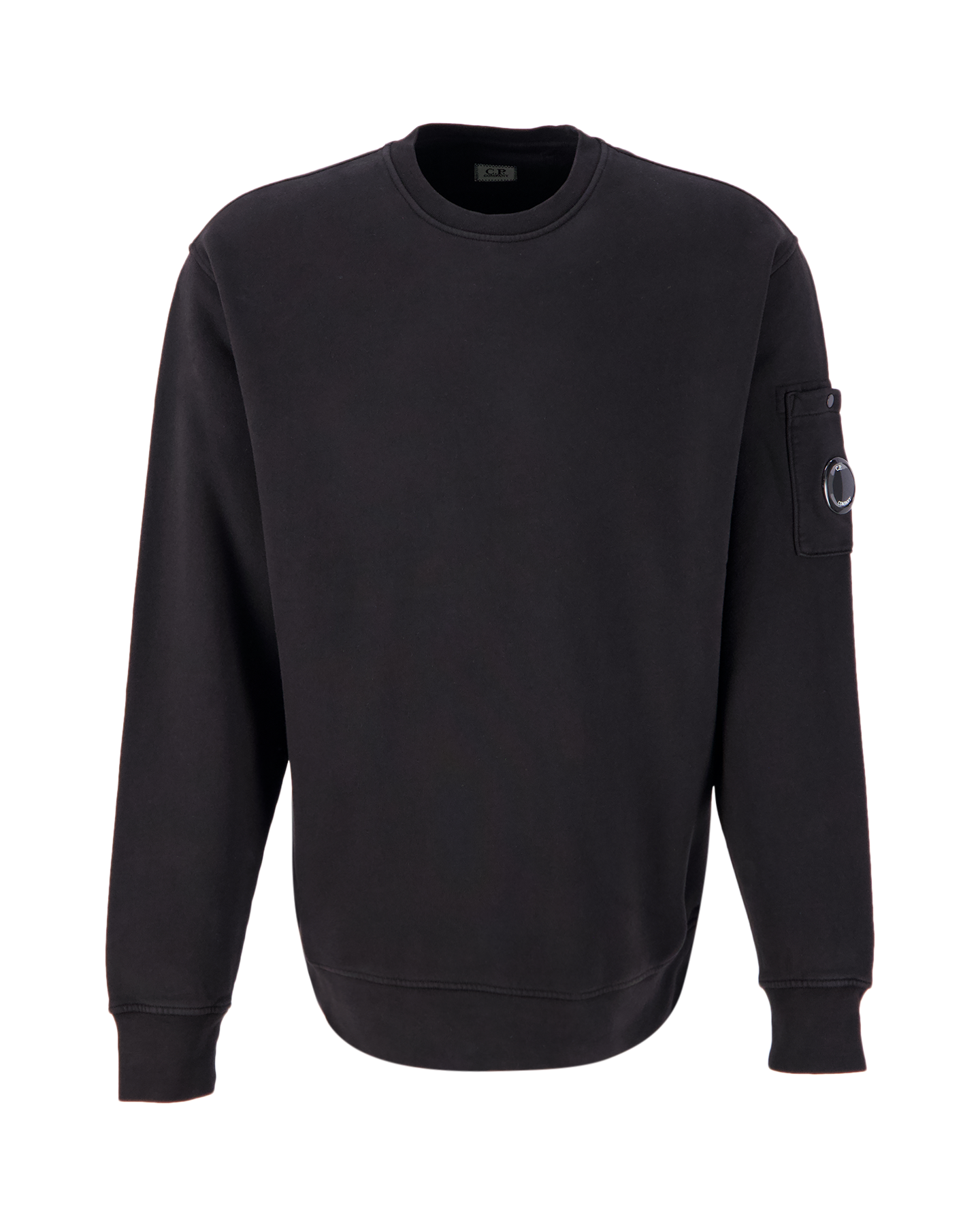 C.P. Company Brushed And Emerized Diagonal Fleece Lens Crew Neck Sweatshirt ZWART 1