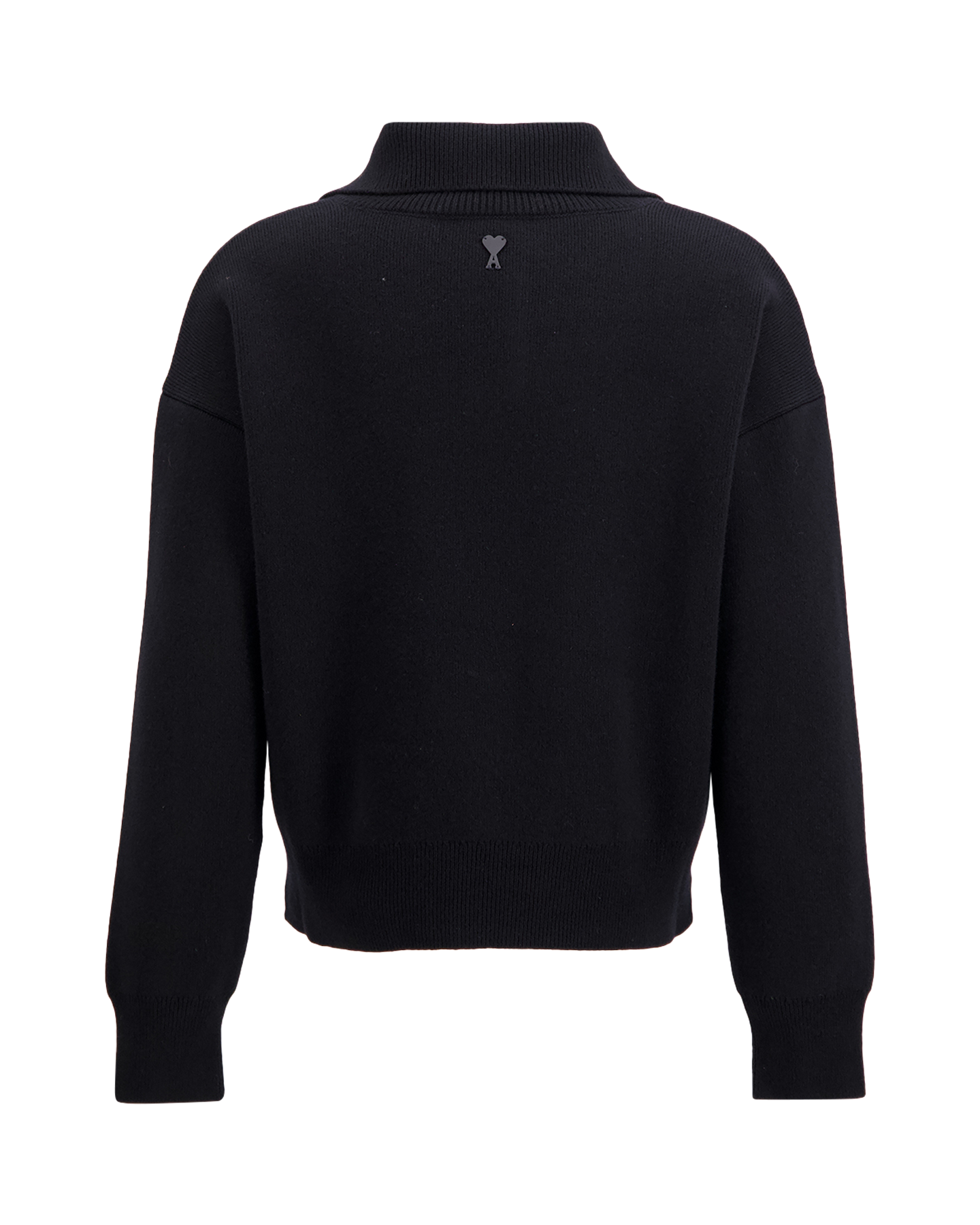 AMI Paris High Buttoned Collar Sweater ZWART 2