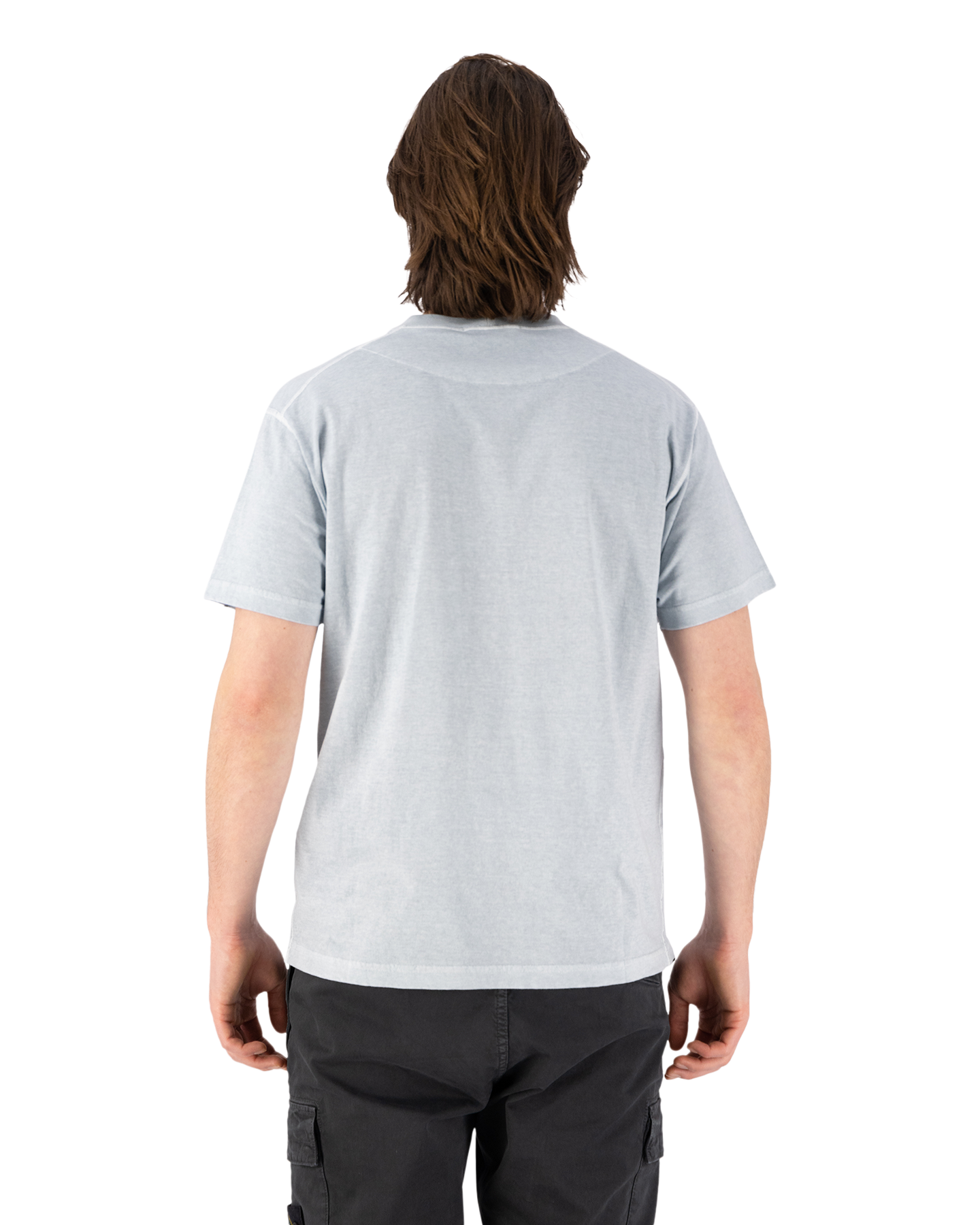 Stone Island 23757 Organic Cotton Jersey Garment Dyed 'Fissato' Effect T-Shirt BLAUW 5