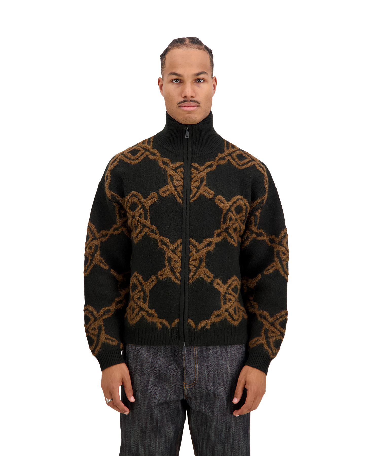 Daily Paper Shield Knit Zip Up ZWART 3