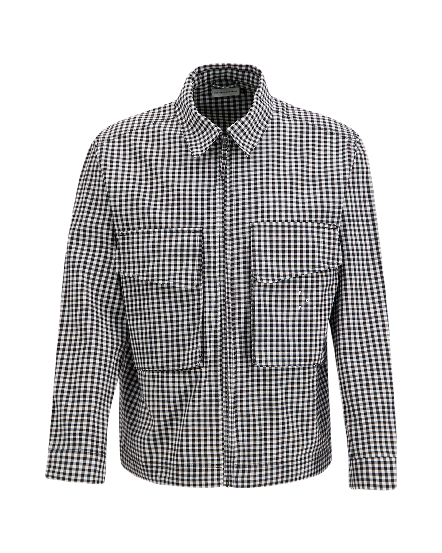 POP Trading Company Gingham Boxer Overshirt ZWART 1