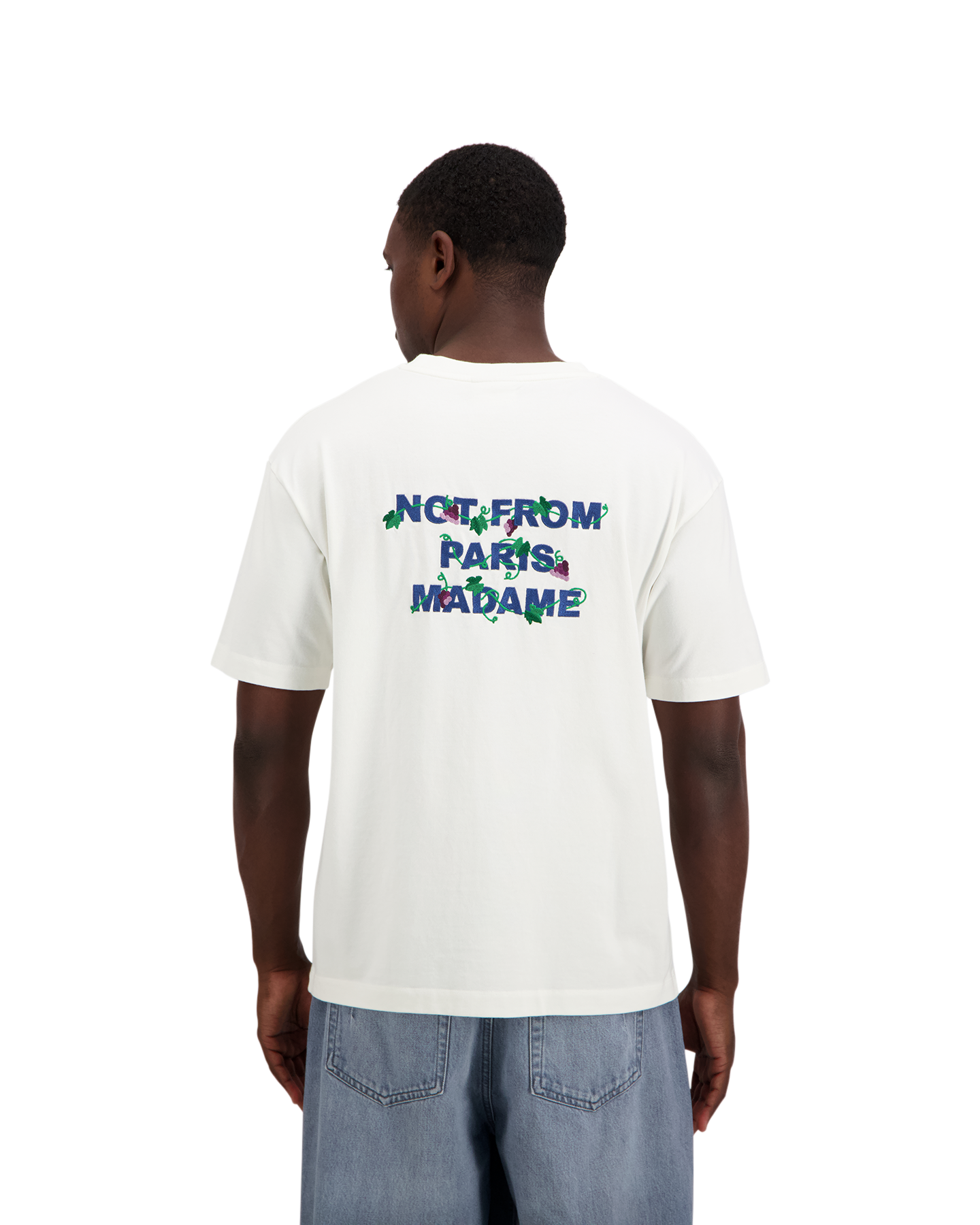 Drole de Monsieur Vine Embroidered Slogan T-shirt WIT 3