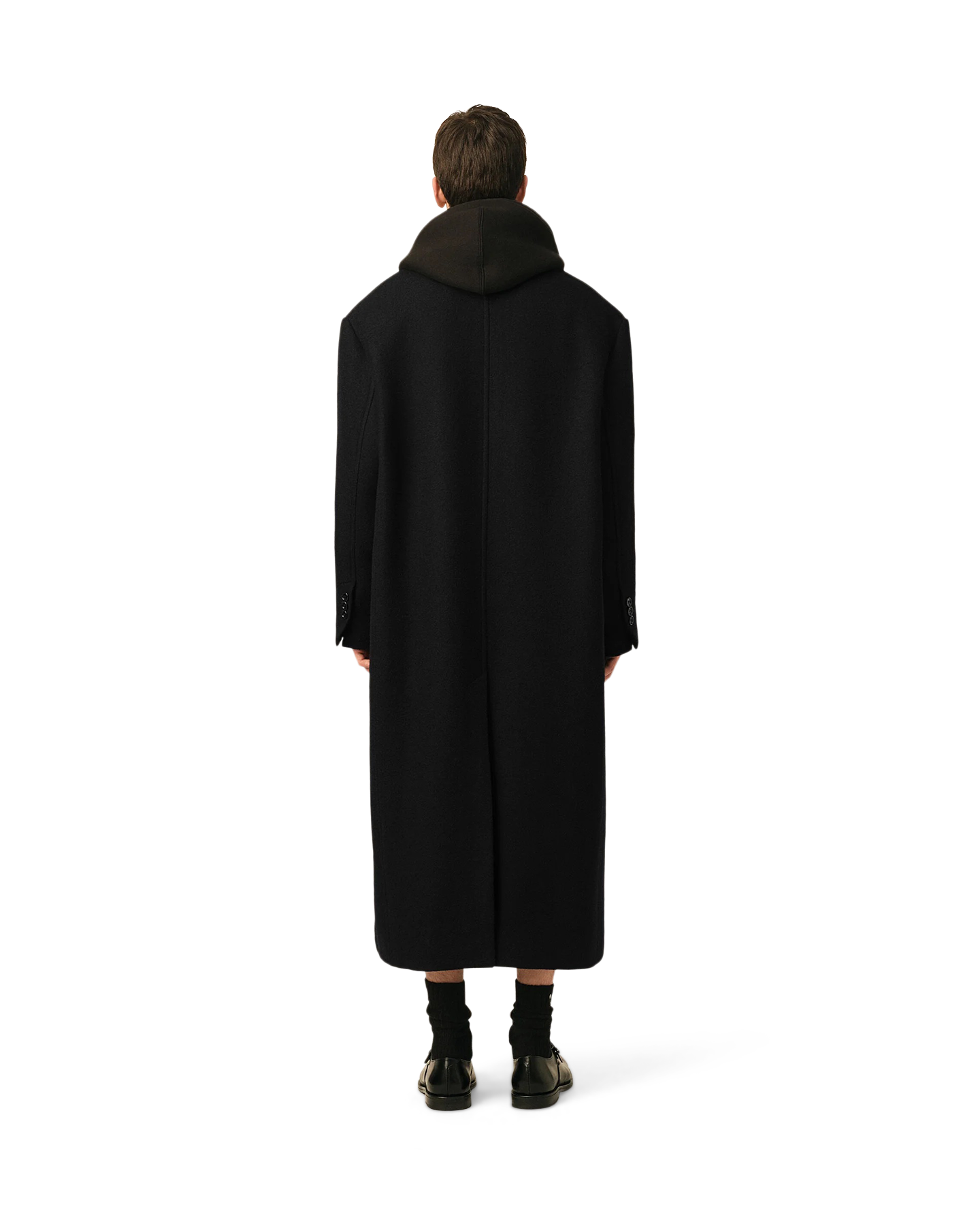 AMI Paris Double Breasted Long Cozy Coat ZWART 4