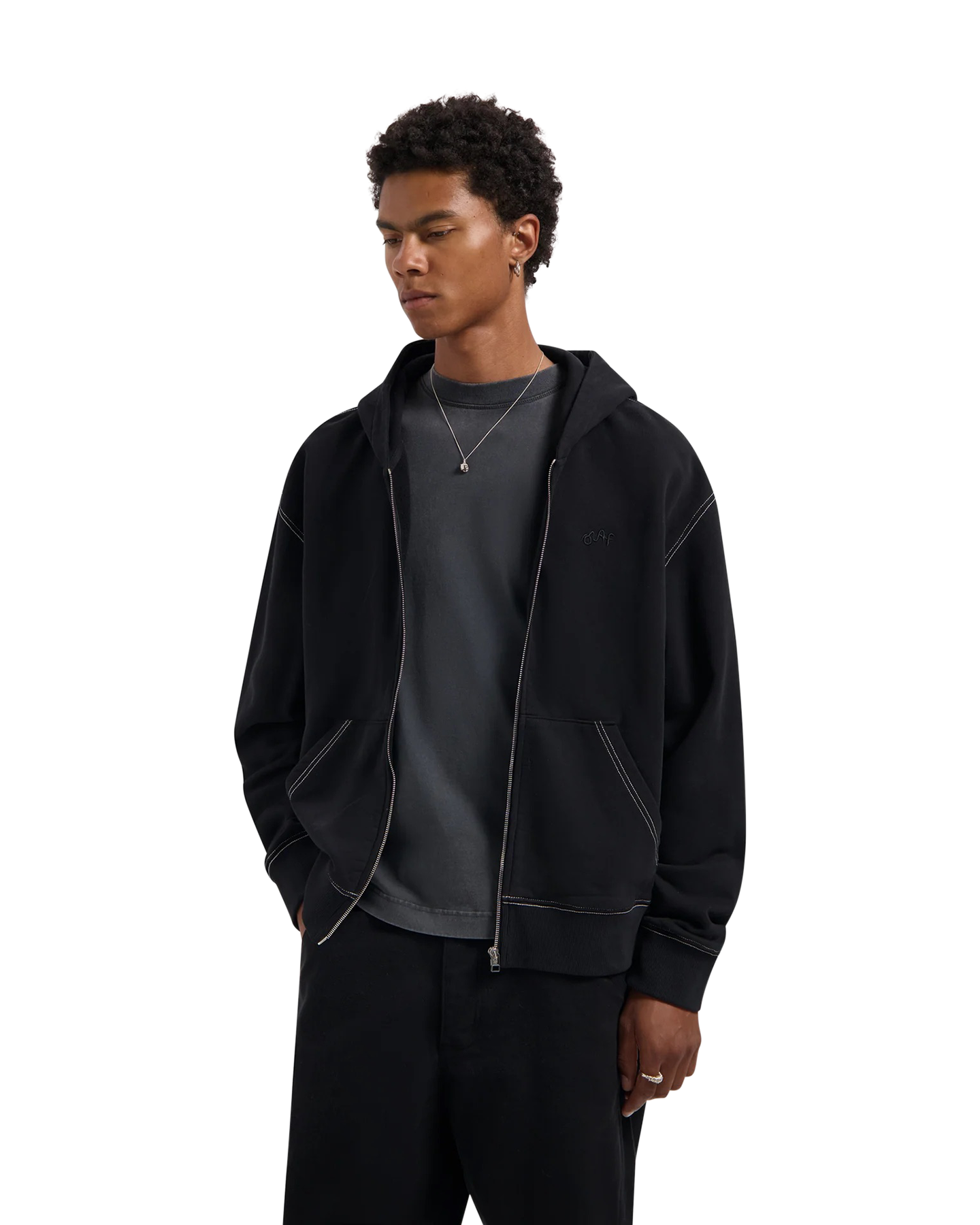 OLAF Contrast Signature Zip Hoodie ZWART 3