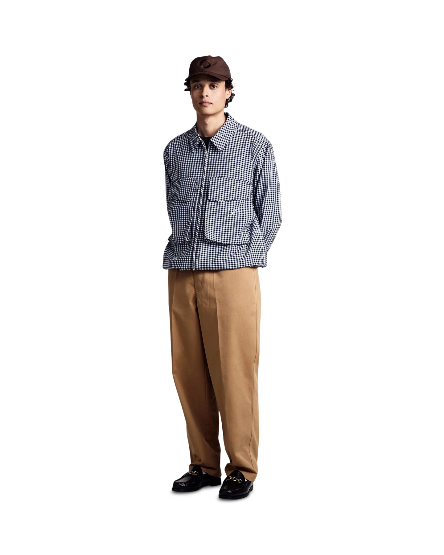 POP Trading Company Gingham Boxer Overshirt ZWART 3