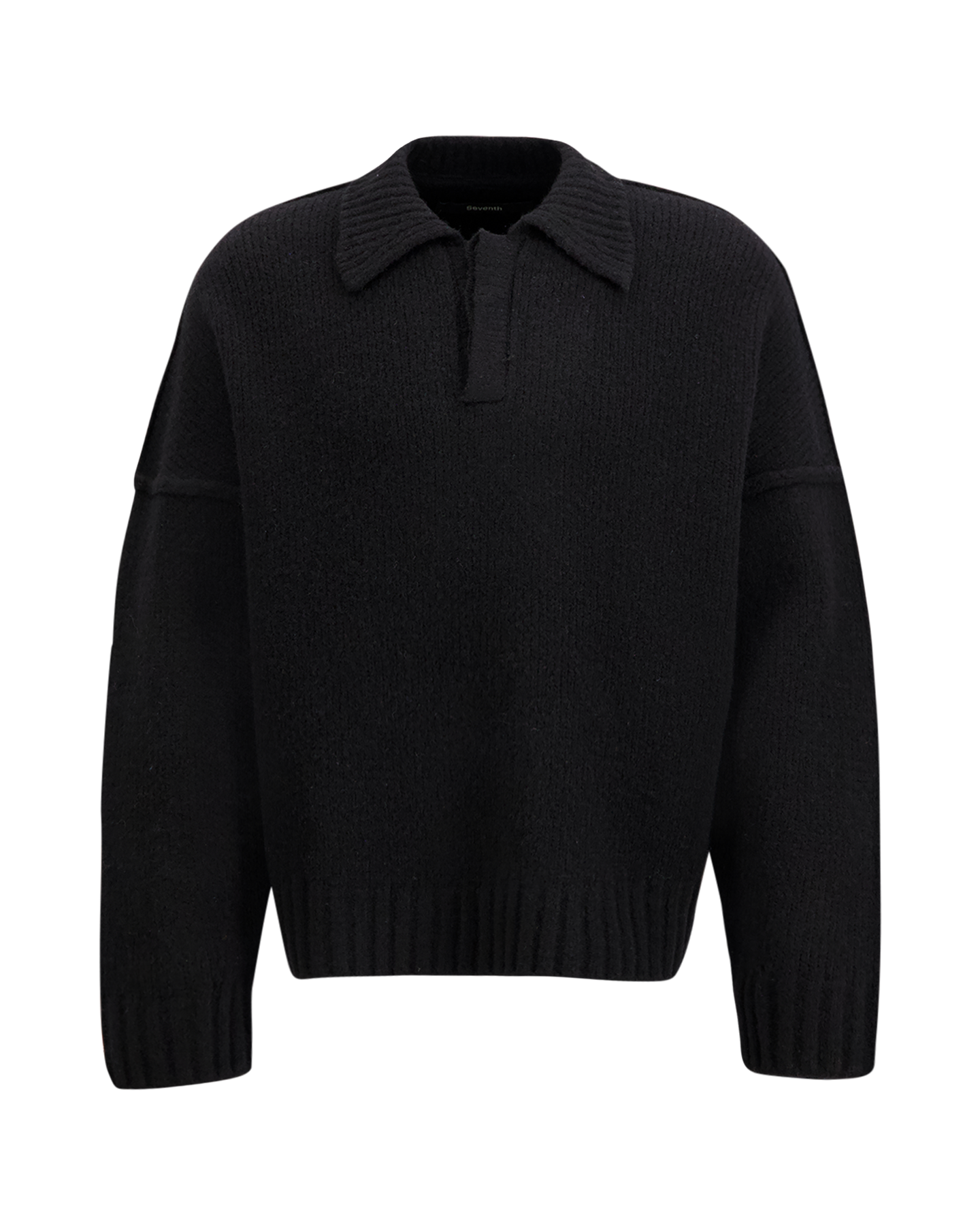 Seventh Wool Knit Polo ZWART 1