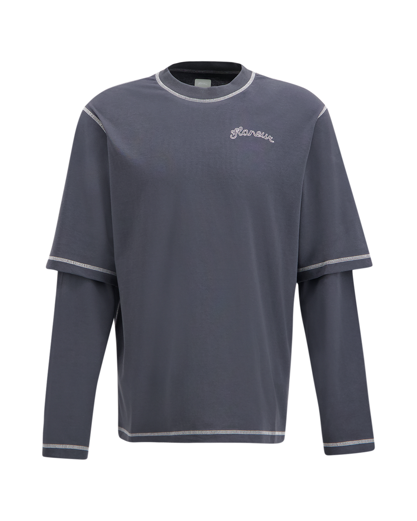 Flaneur Signature Outline Layered Long Sleeve ZWART 1