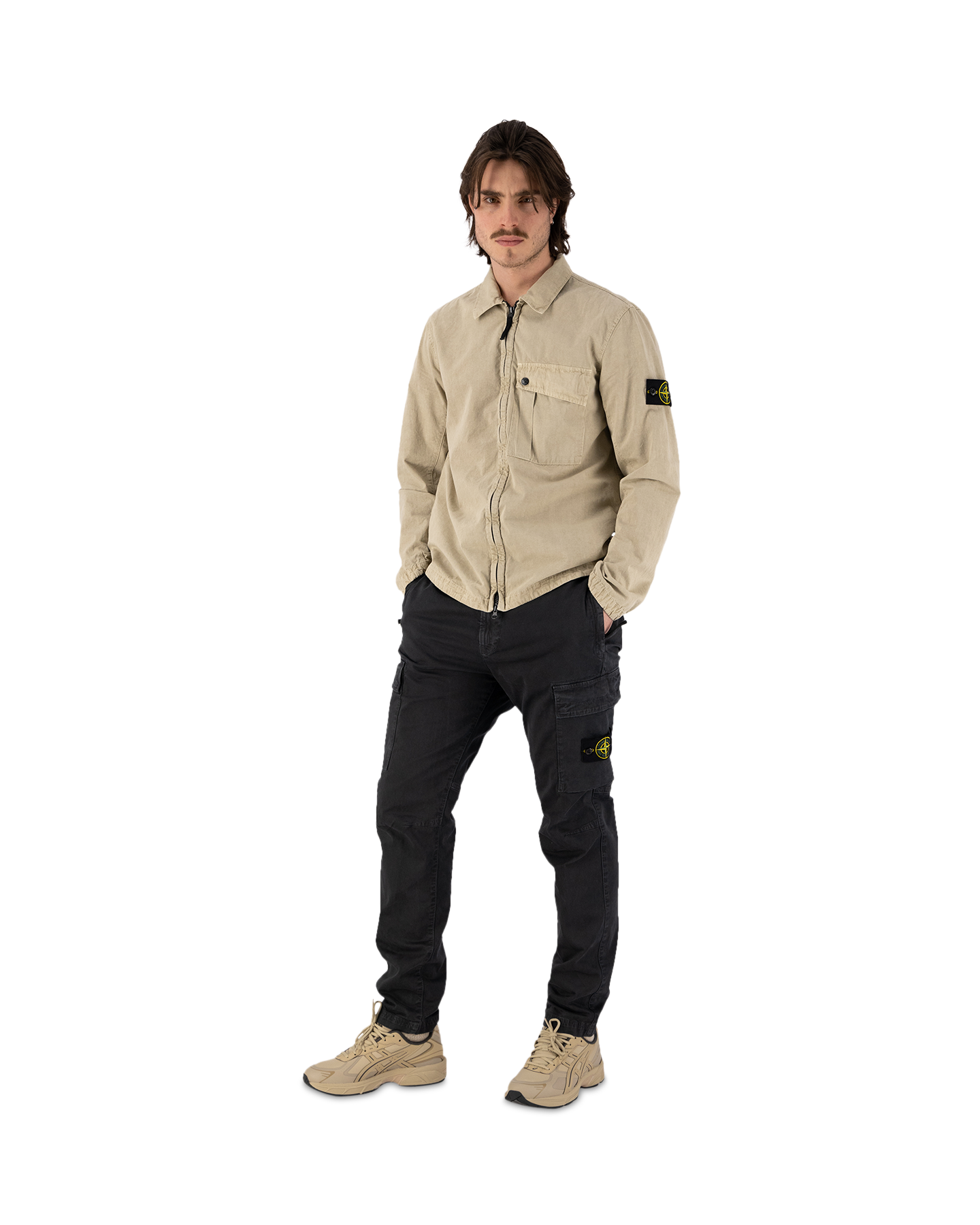 Stone Island 30404 Organic Cotton Stretch Broken Twill Garment Dyed 'Old' Effect Regular Tapered Cargo Pants DONKERGRIJS 3