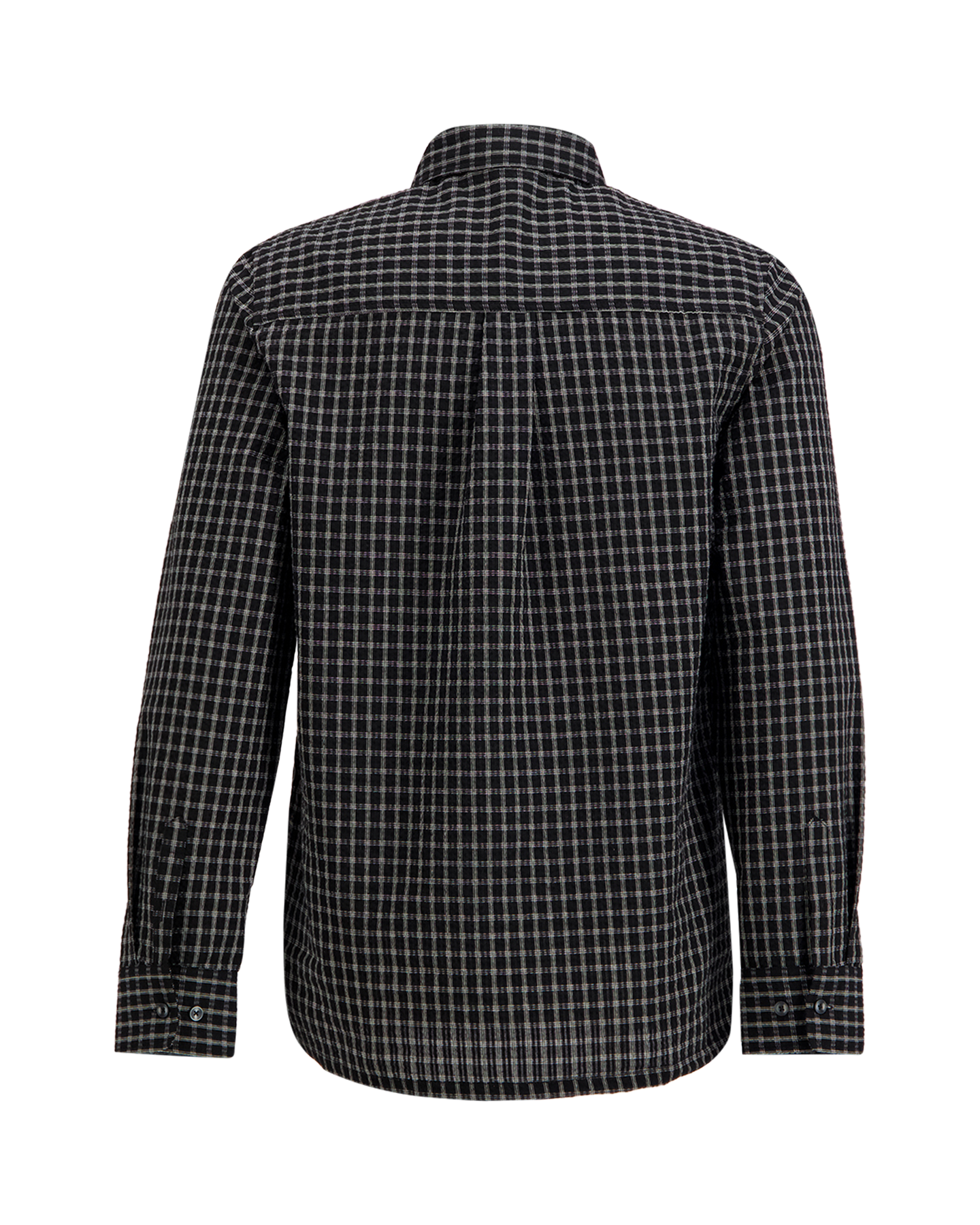 OLAF Checked Seersucker Ls Shirt ZWART 2
