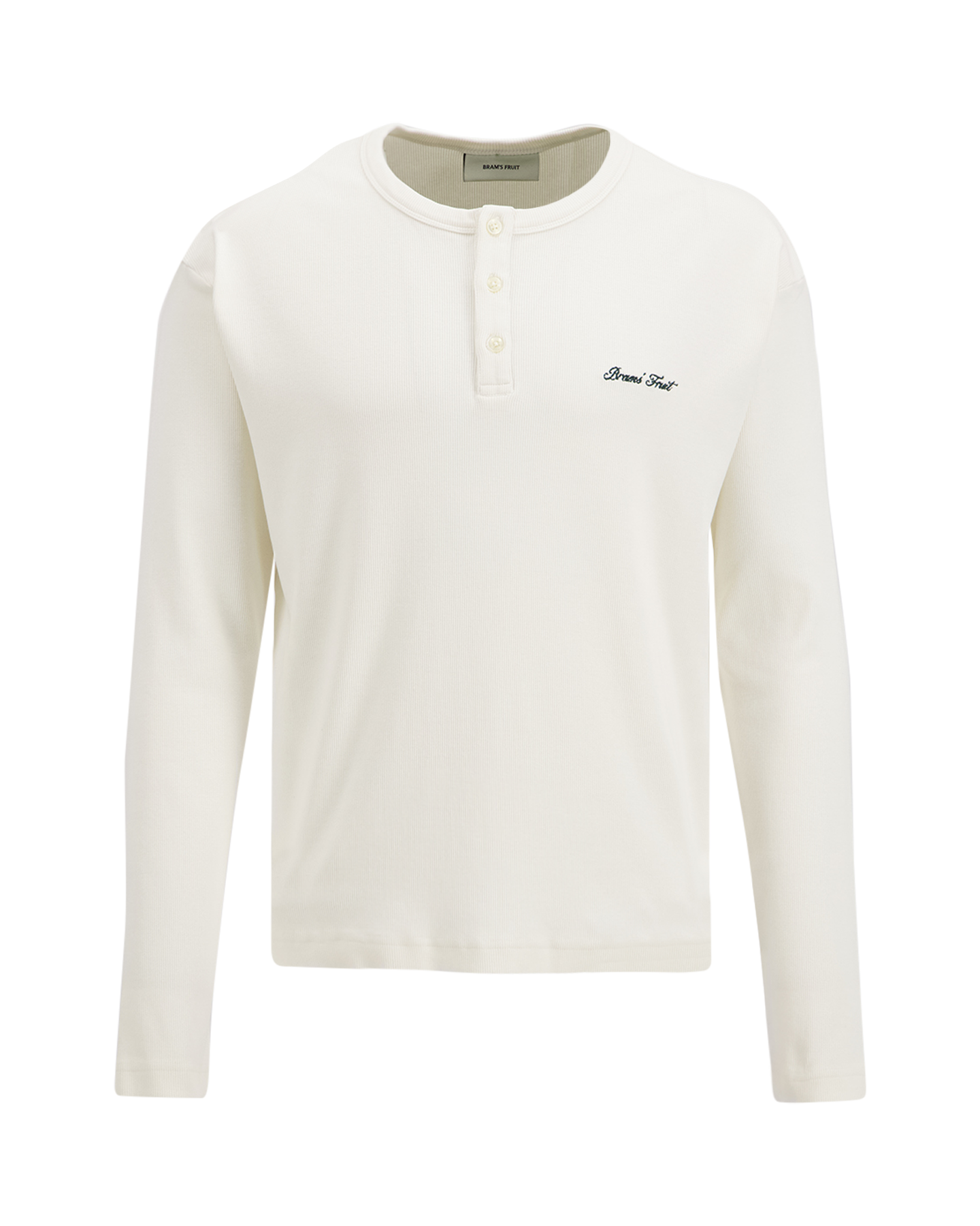 Brams Fruit Script Logo Henley Longsleeve WIT 1