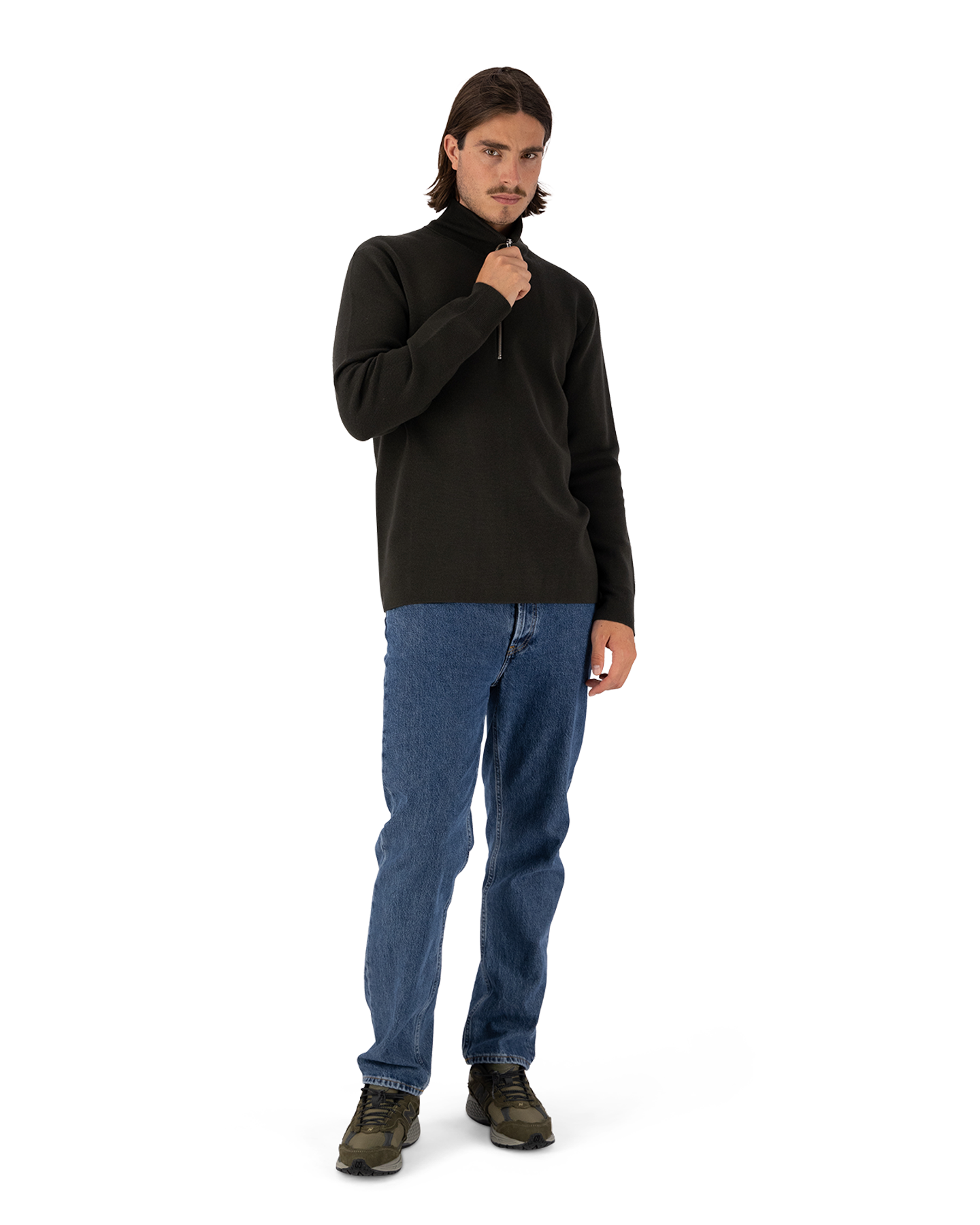 NN07 Harald Half Zip 6530 DONKERGROEN 3