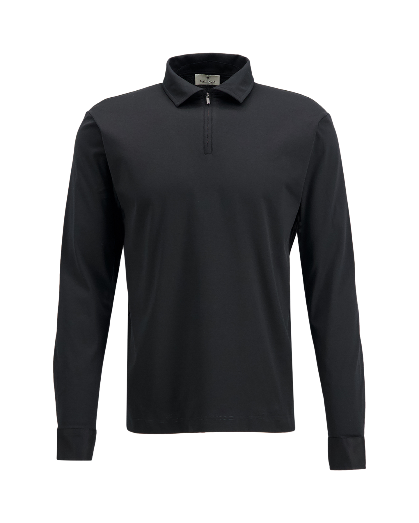 Valenza Supima Polo Zip Collar L/S ZWART 1
