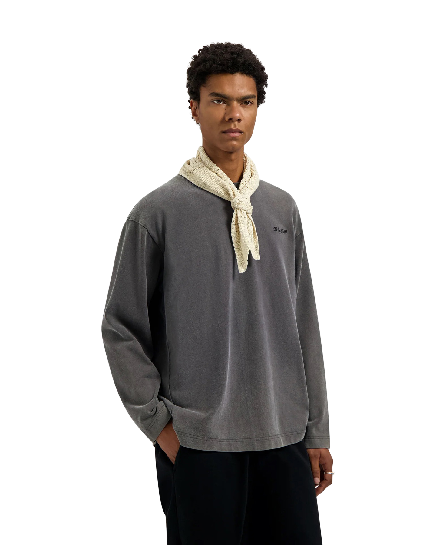 OLAF Washed Studio Ls Tee ANTHRACIET 3