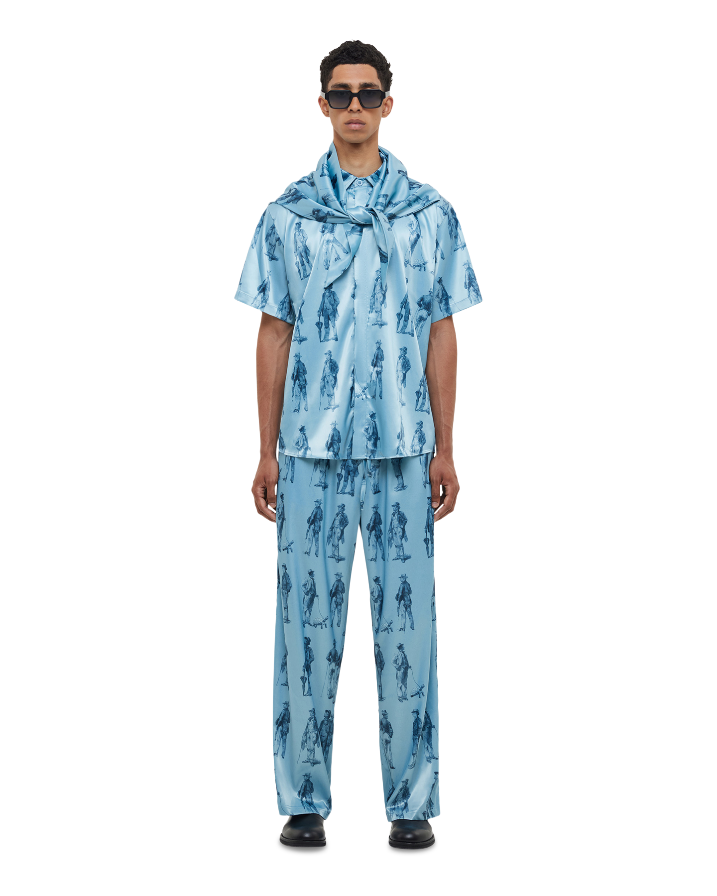 Flaneur Boulevardiers Hooded Shirt Sky Blue BLAUW 3
