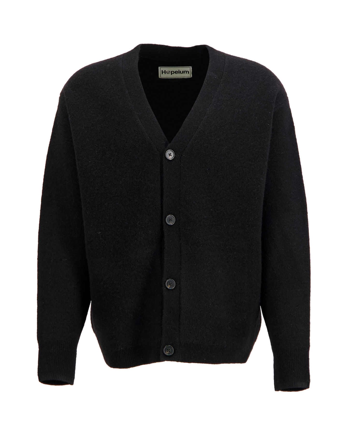 Hopeium Alpaca Blend Logo Cardigan ZWART 2