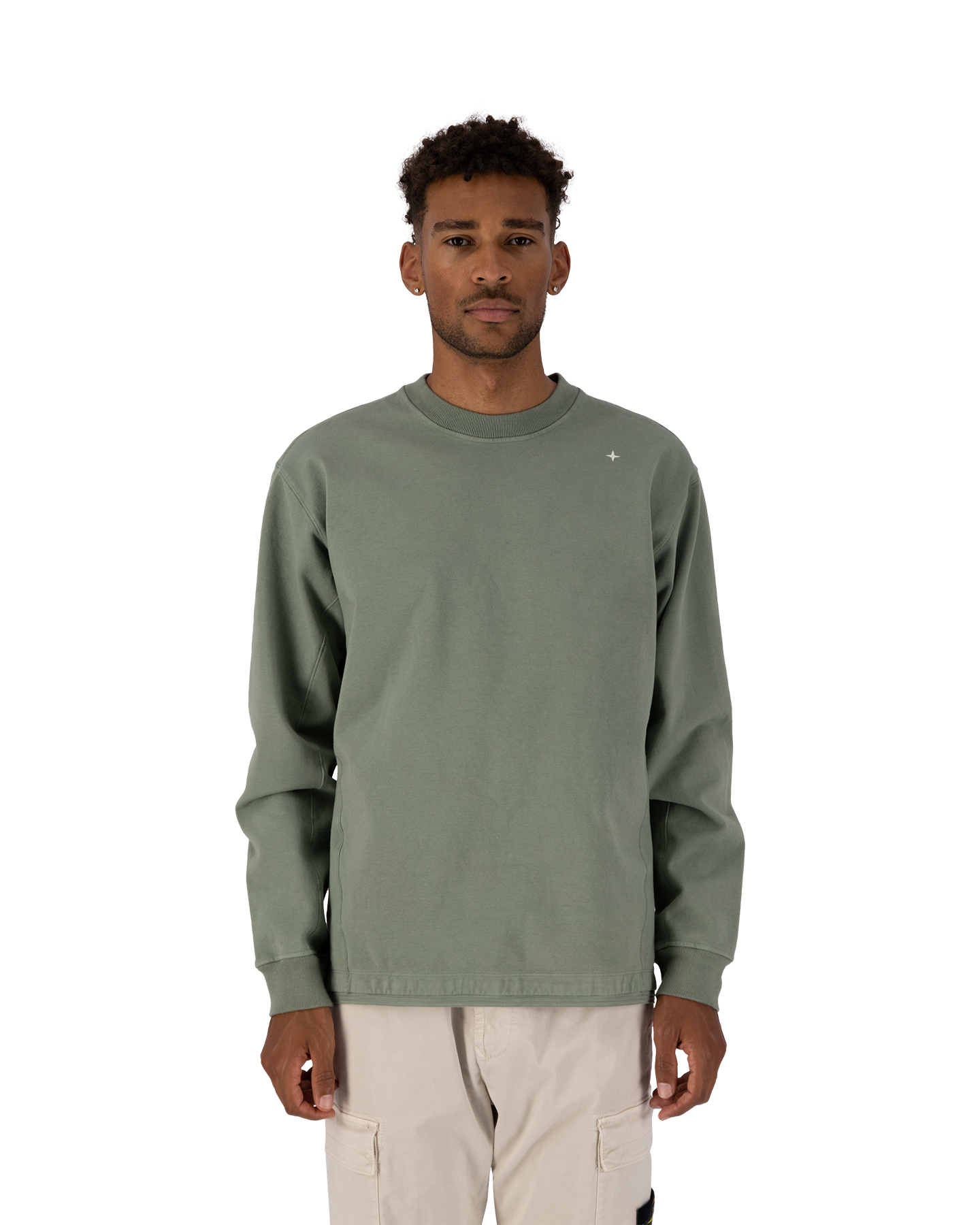 Stone Island 601G5 Superstretch Cotton Fleece Stellina Crewneck Sweatshirt GROEN 5