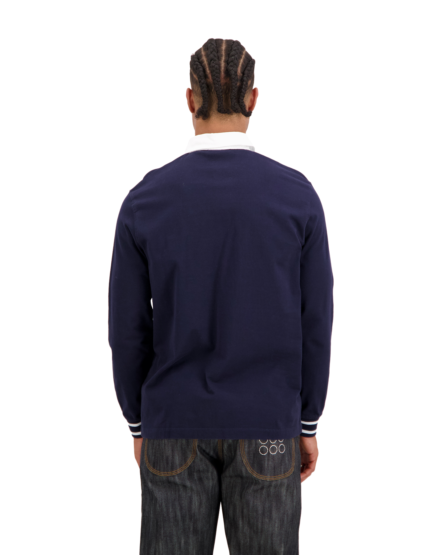 Drole de Monsieur Slogan Longsleeve Polo DONKERBLAUW 4