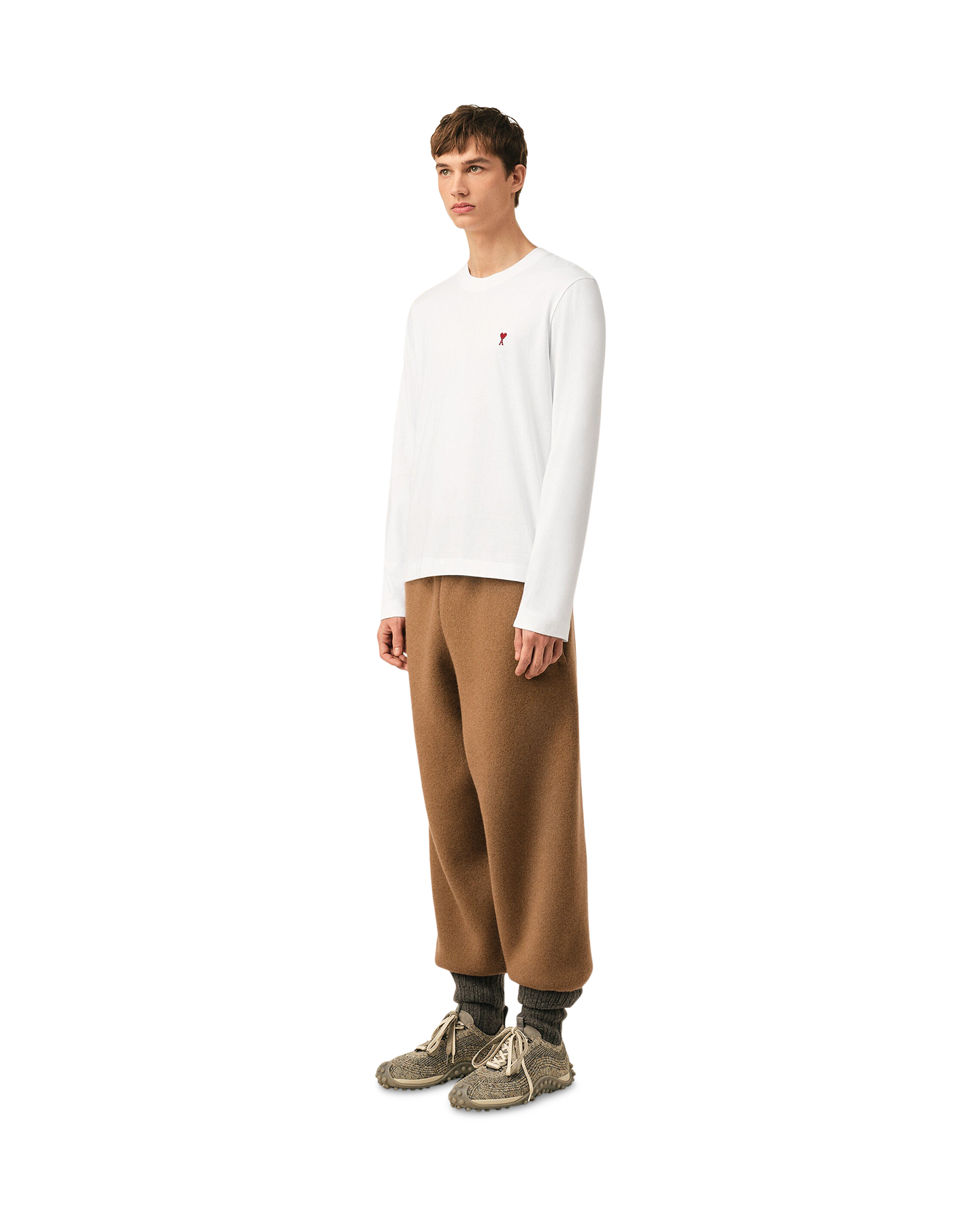 AMI Paris Long Sleeves Tshirt With Red Ami De Coeur WIT 3