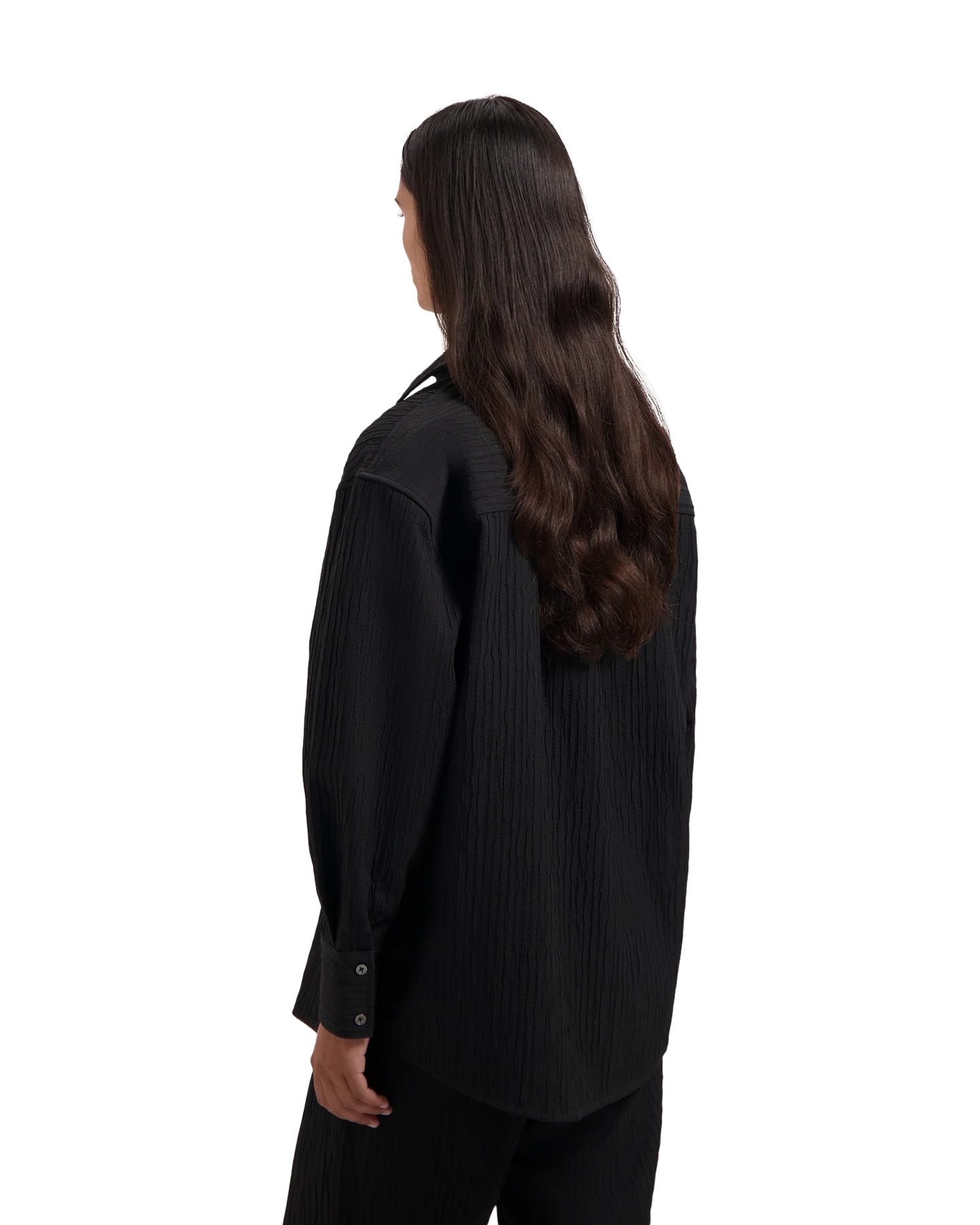 OLAF Textured Drapey Shirt ZWART 4