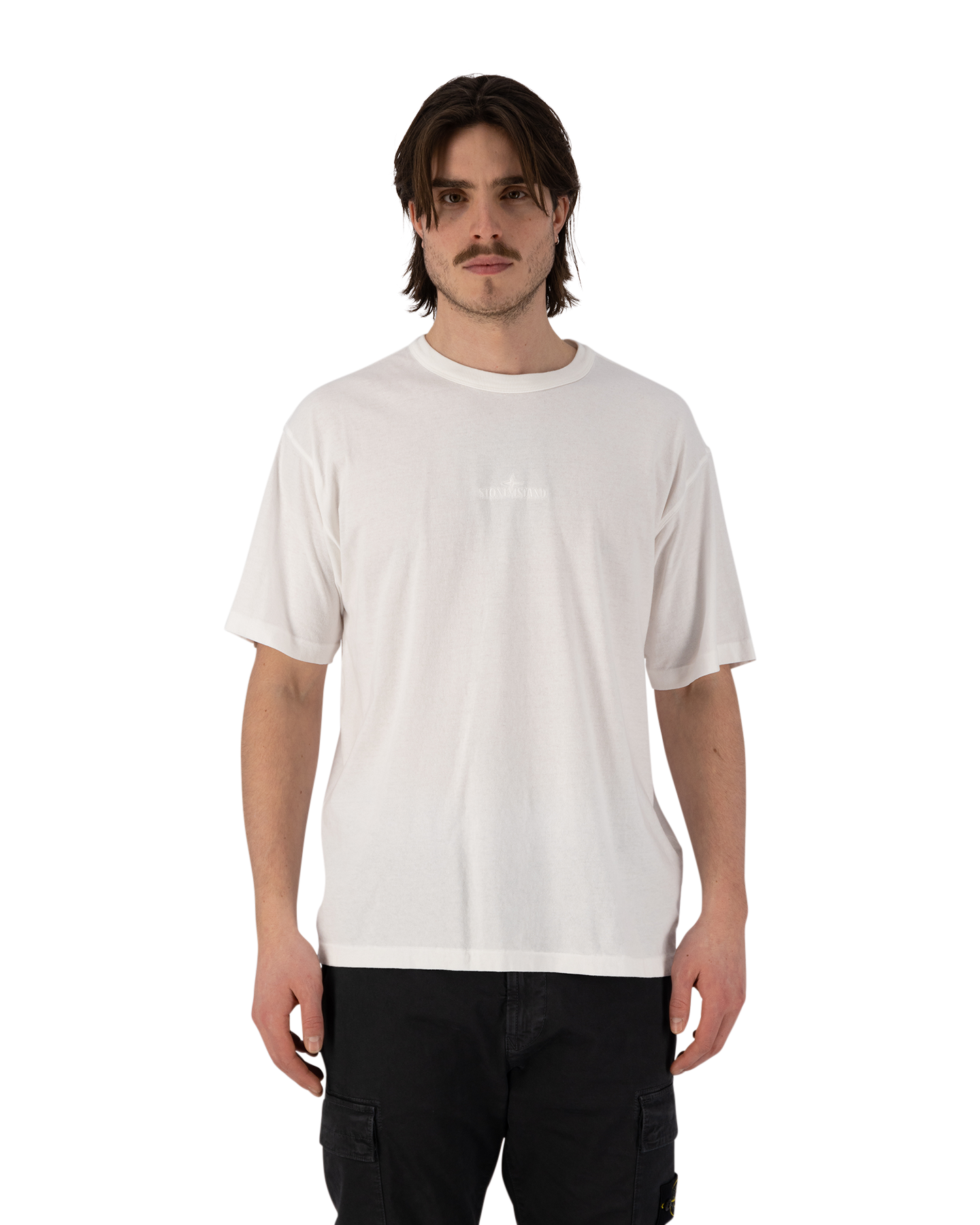 Stone Island 20457 Organic Cotton Garment Dyed 'Fissato' Effect T-Shirt WIT 4