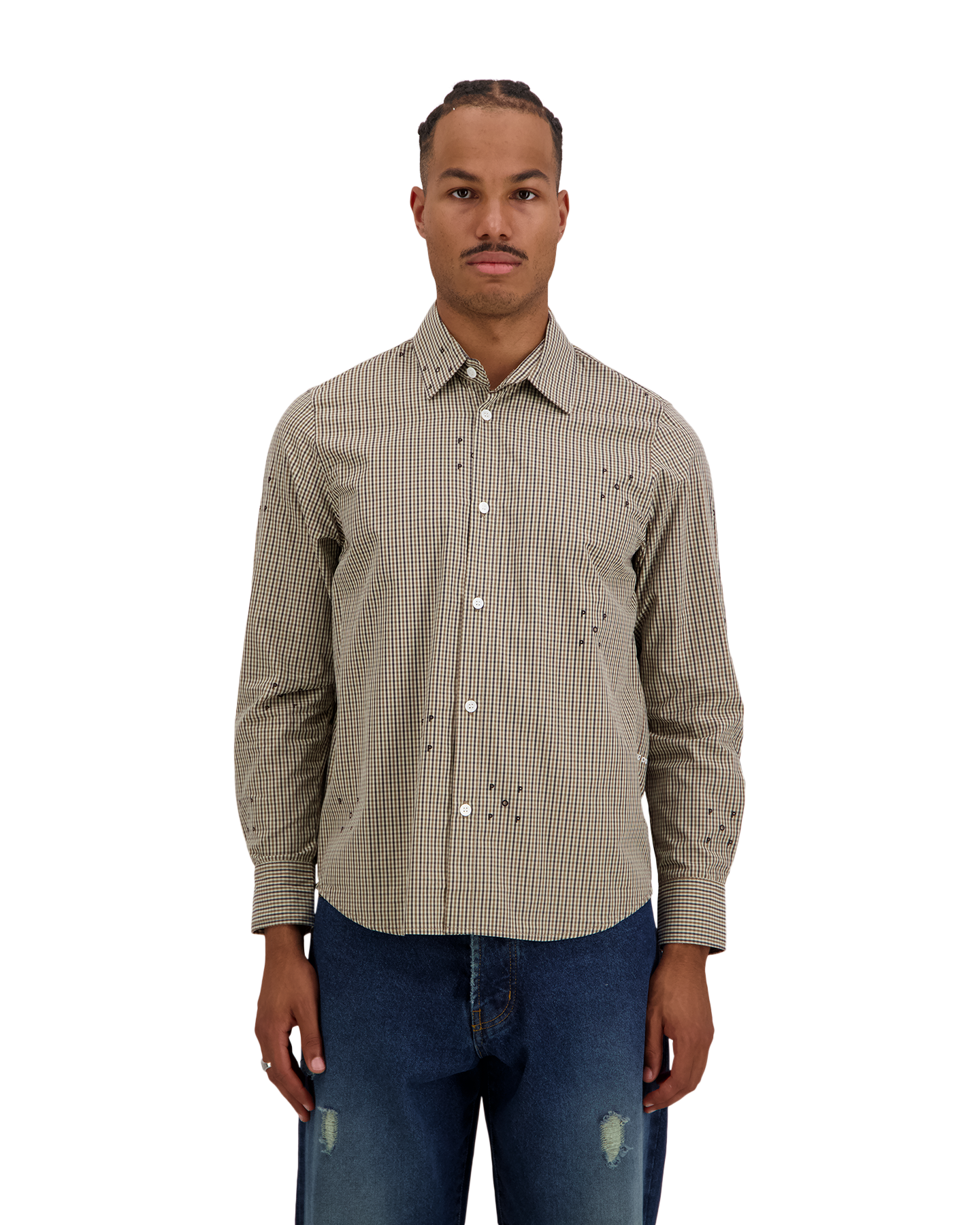 POP Trading Company Checked Allover Logo Shirt BRUIN 3