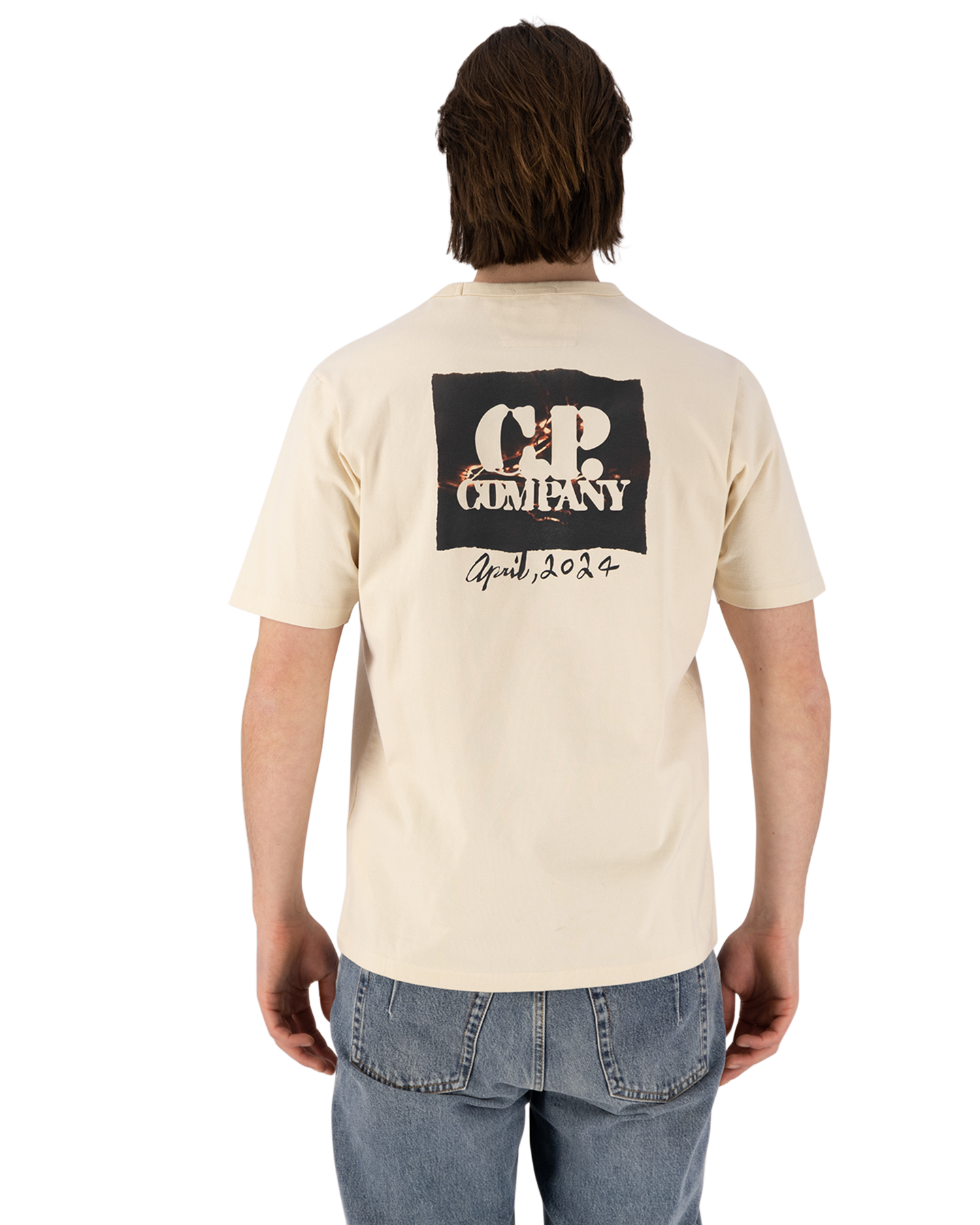 C.P. Company 30/2 Mercerized Jersey Twisted Graphic T-Shirt CREME 5