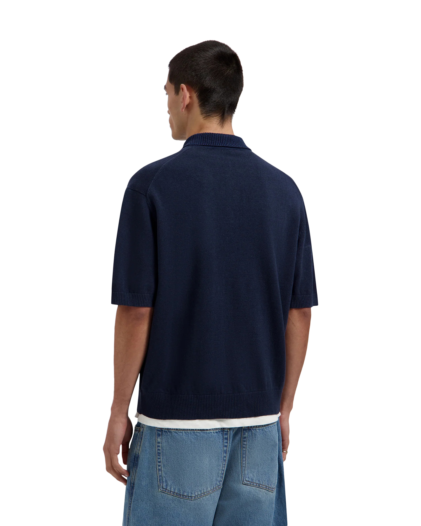 OLAF Linen Knitted Ss Polo DONKERBLAUW 4