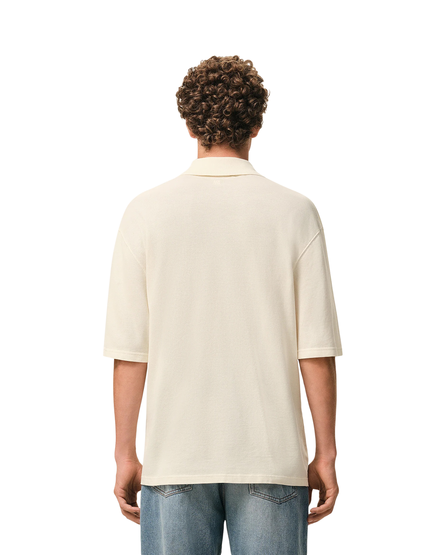 AMI Paris Polo Boxy Fit Avec Patch Crochet Ami De Coeur CREME 4