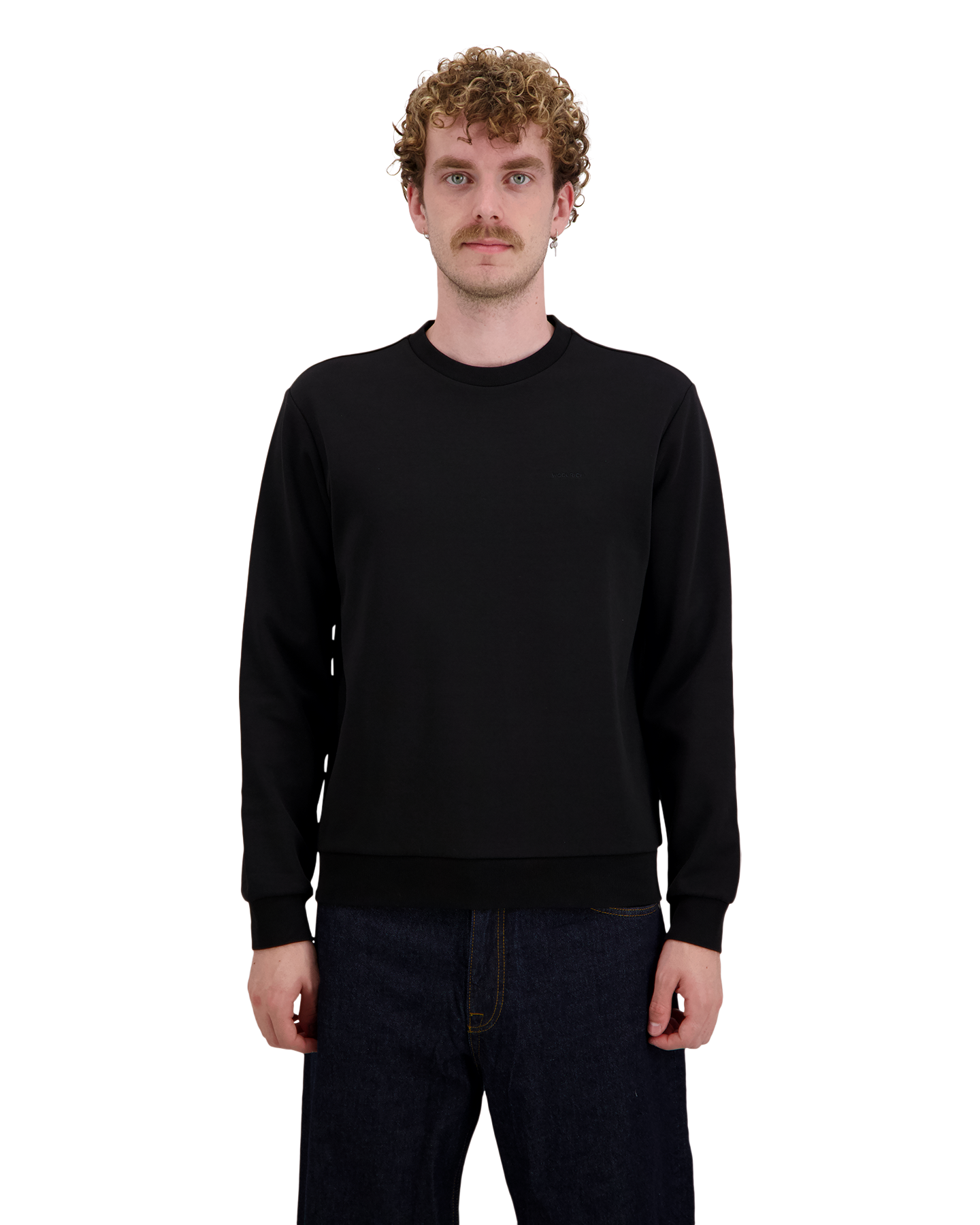 Woolrich Logo Interlock Crewneck ZWART 3