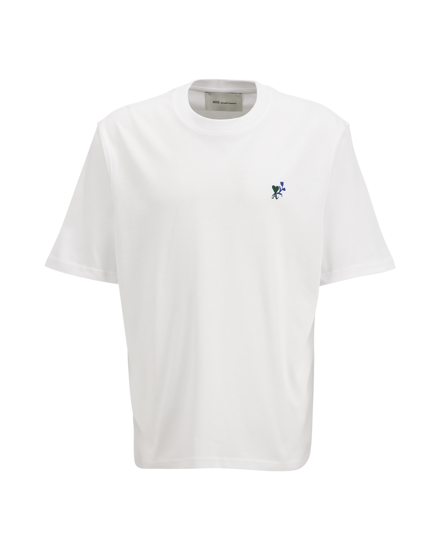 AMI Paris Tshirt With Embroidery Ami De Coeur Tulipe WIT 1