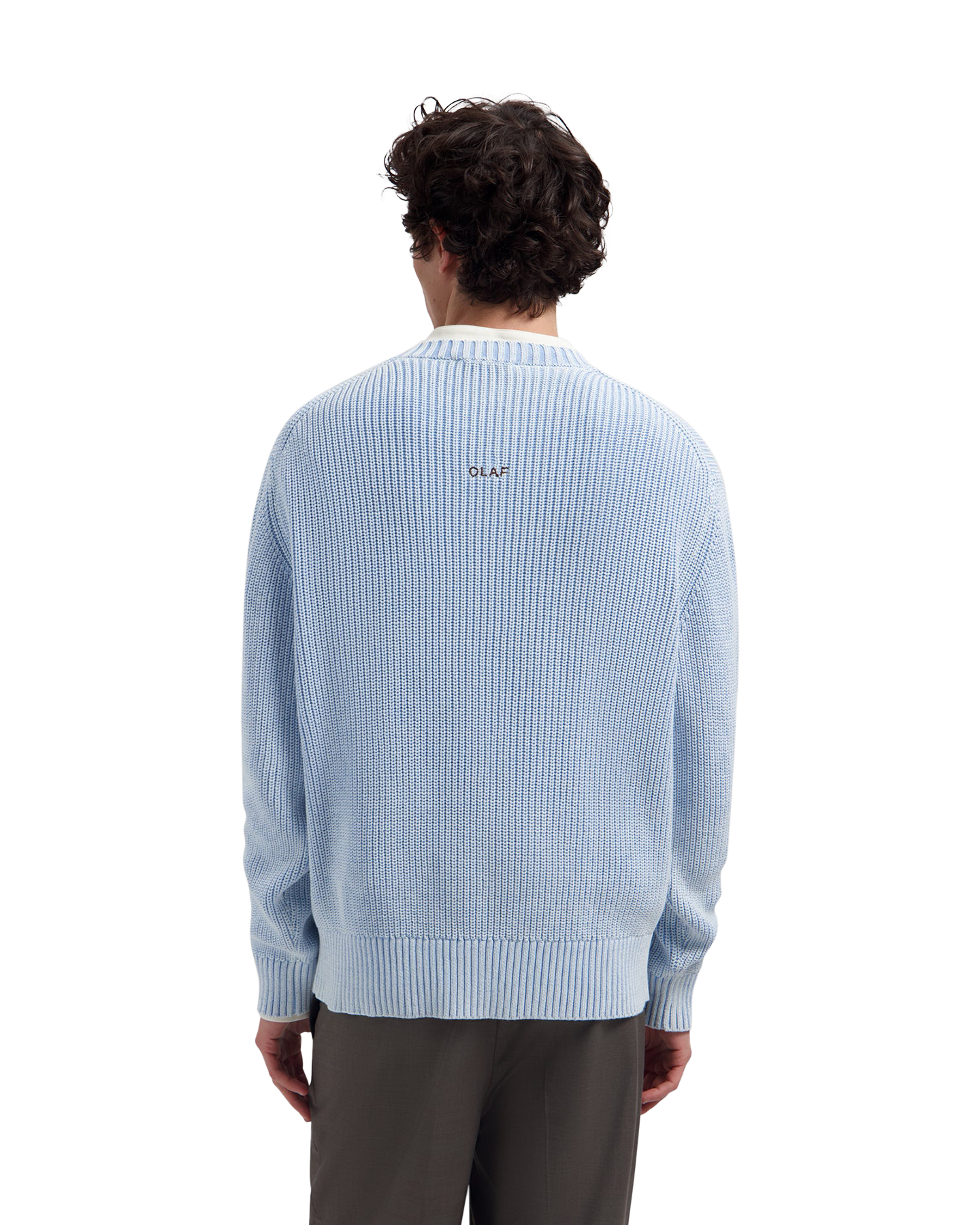 OLAF Washed Knitted Essential Crew Neck BLAUW 4
