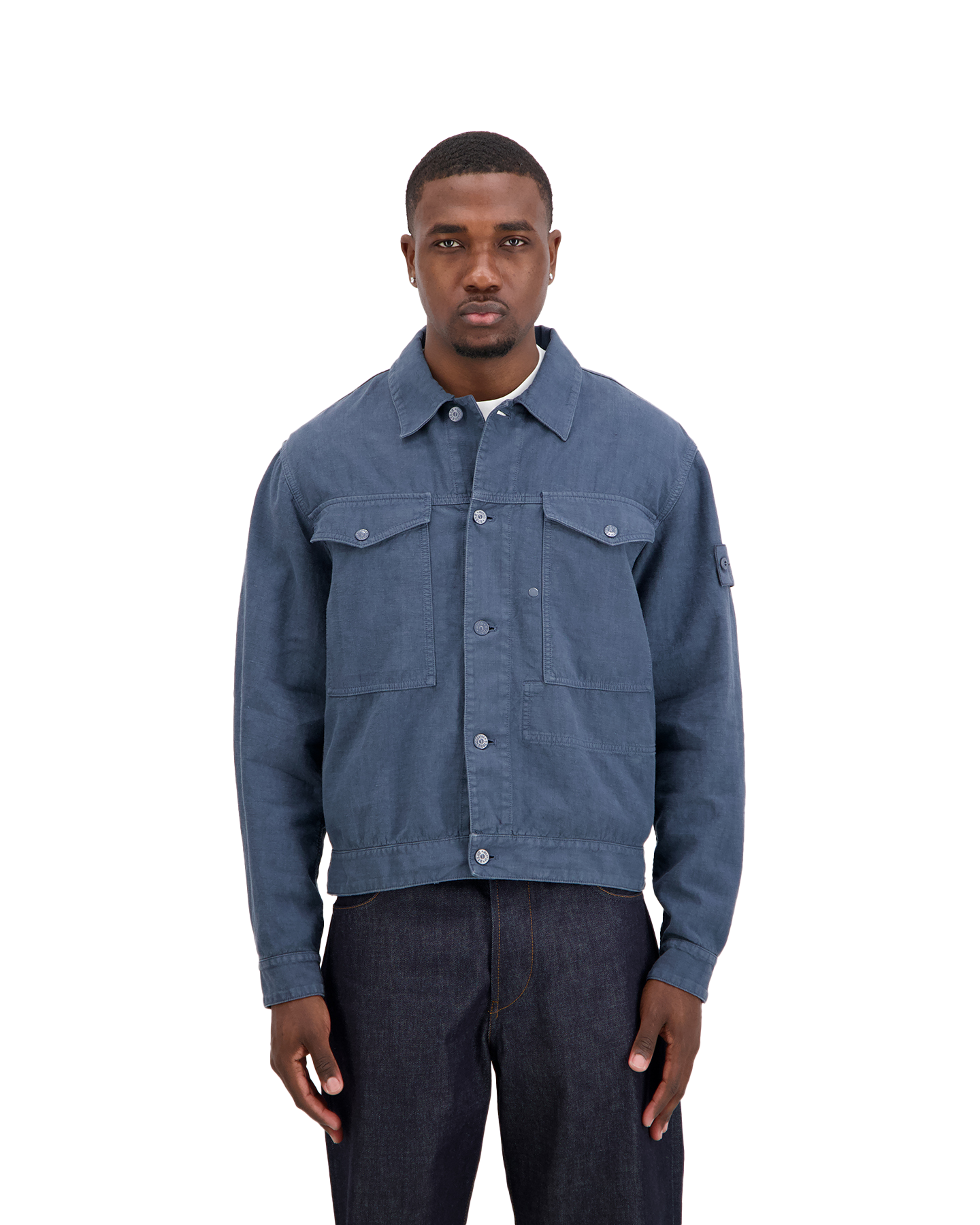Stone Island S0F35 Ghost - Worker Jas BLAUW 4