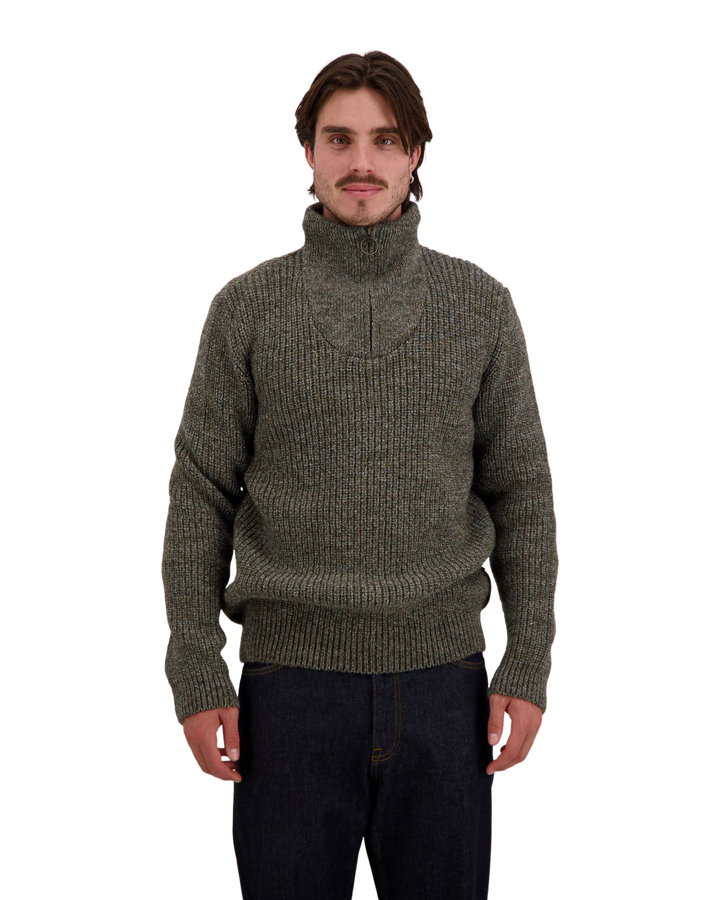 Barbour Barbour New Tyne Half Zip Knitted Jumper GRIJS 3