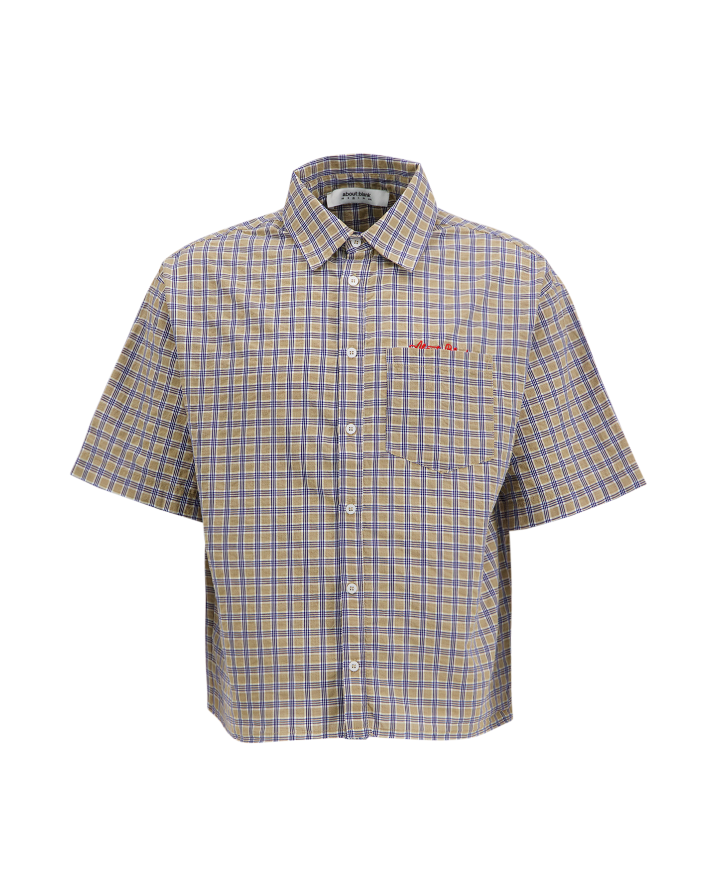 about:blank Raw Hem S/S Check Shirt GOUD 1