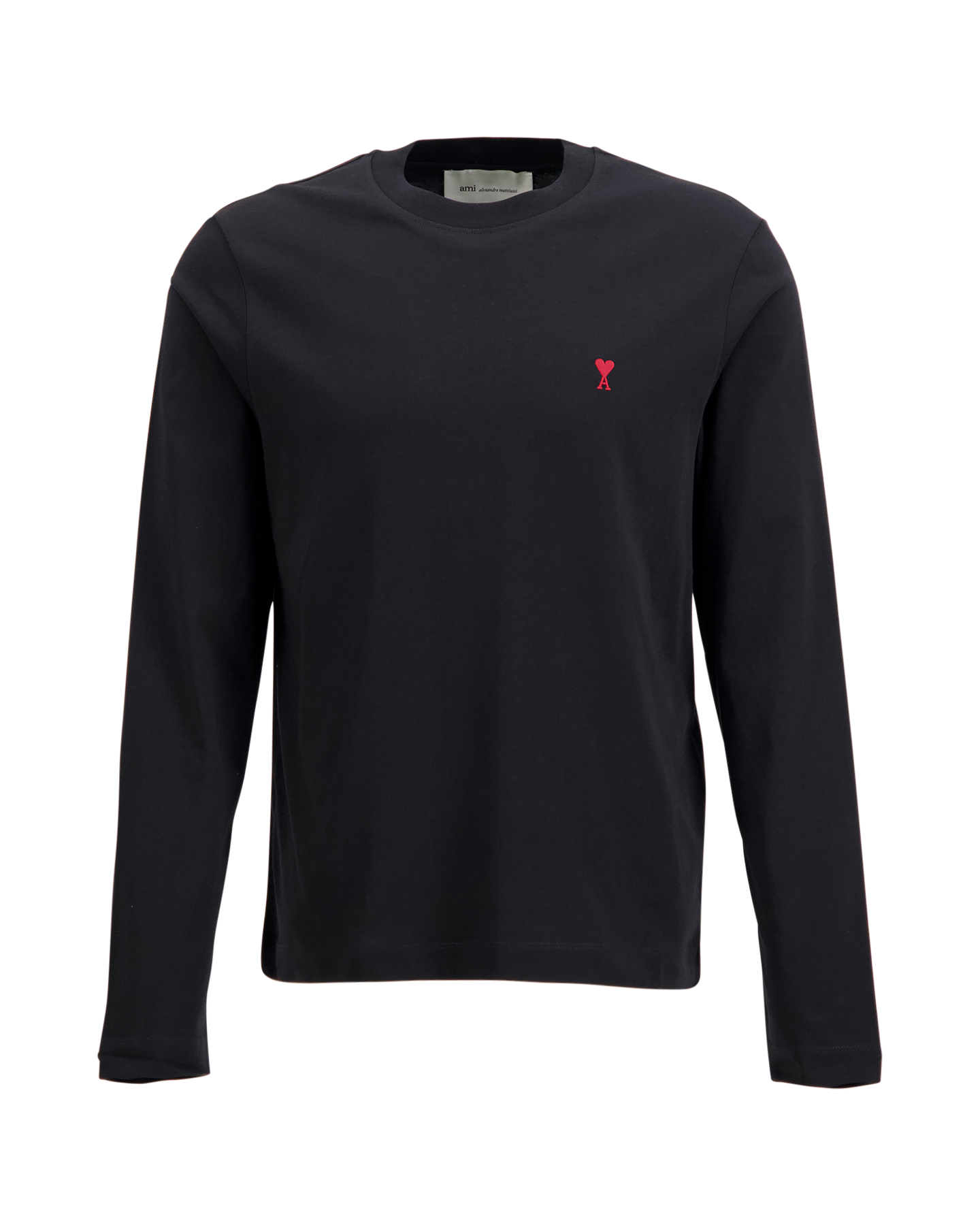 AMI Paris Long Sleeves Tshirt With Red Ami De Coeur ZWART 1