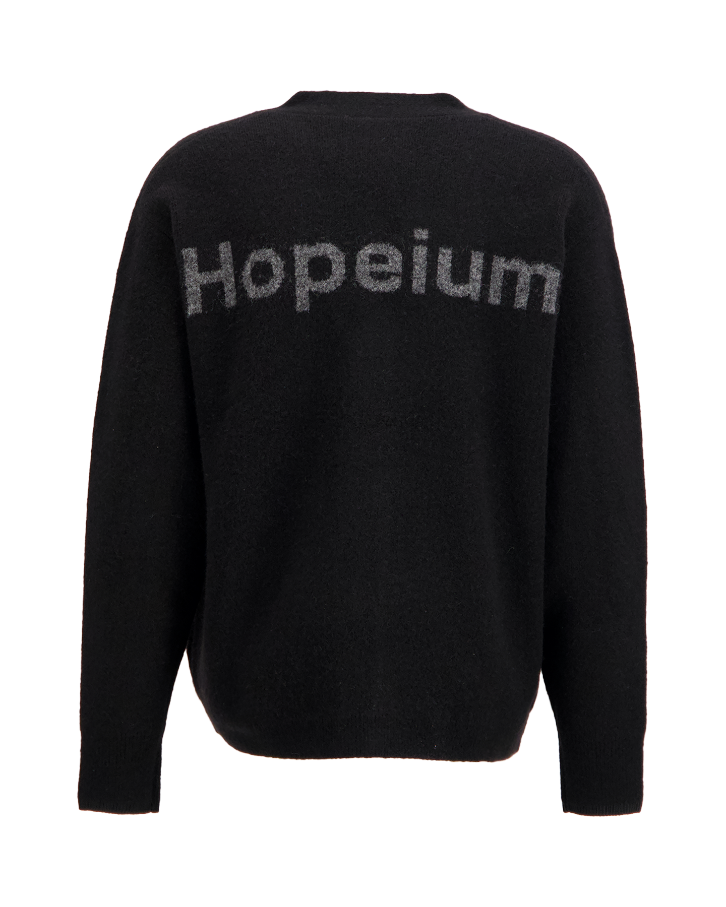 Hopeium Alpaca Blend Logo Cardigan ZWART 1